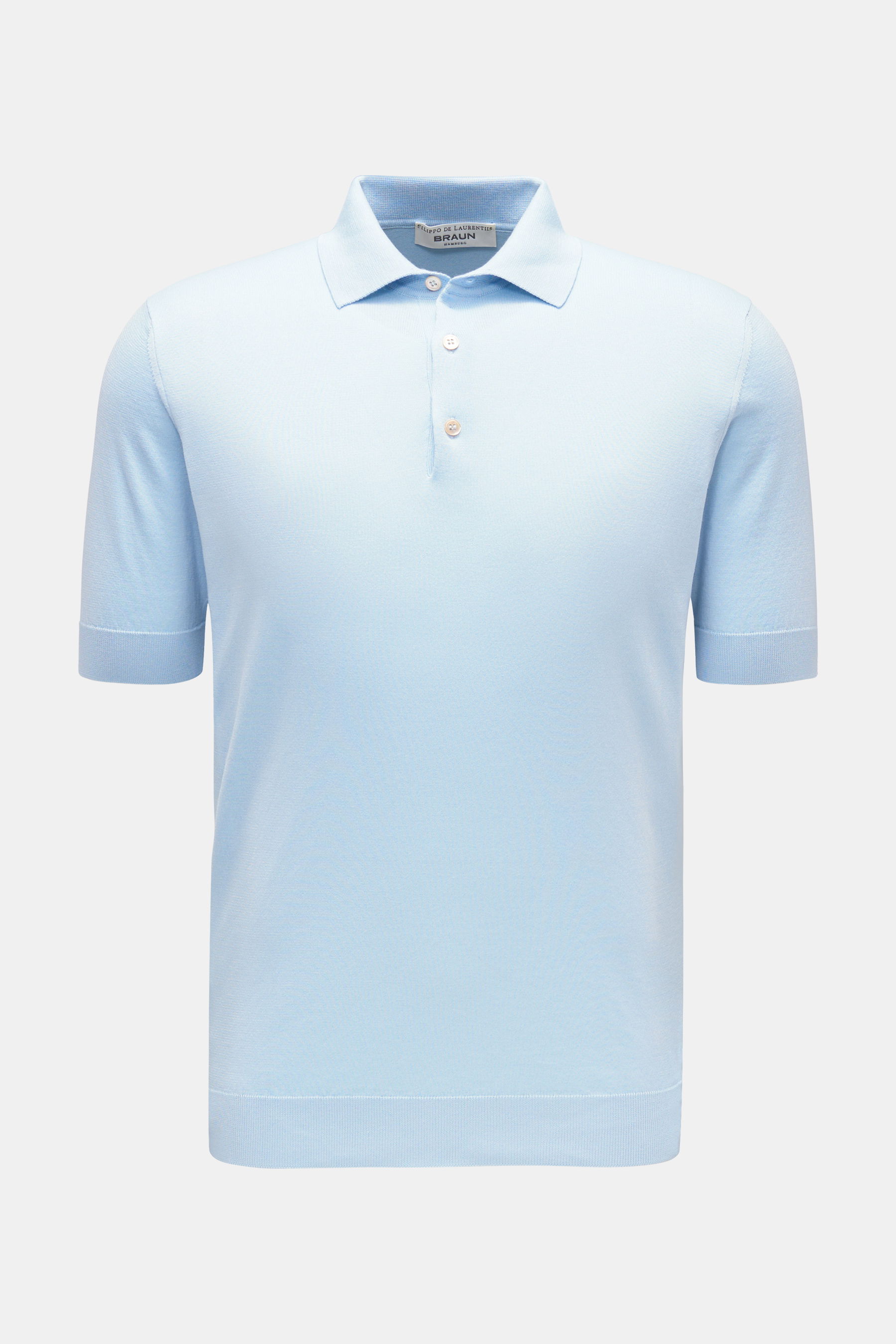 Filippo de Laurentiis - Herren - Kurzarm-Strickpolo hellblau