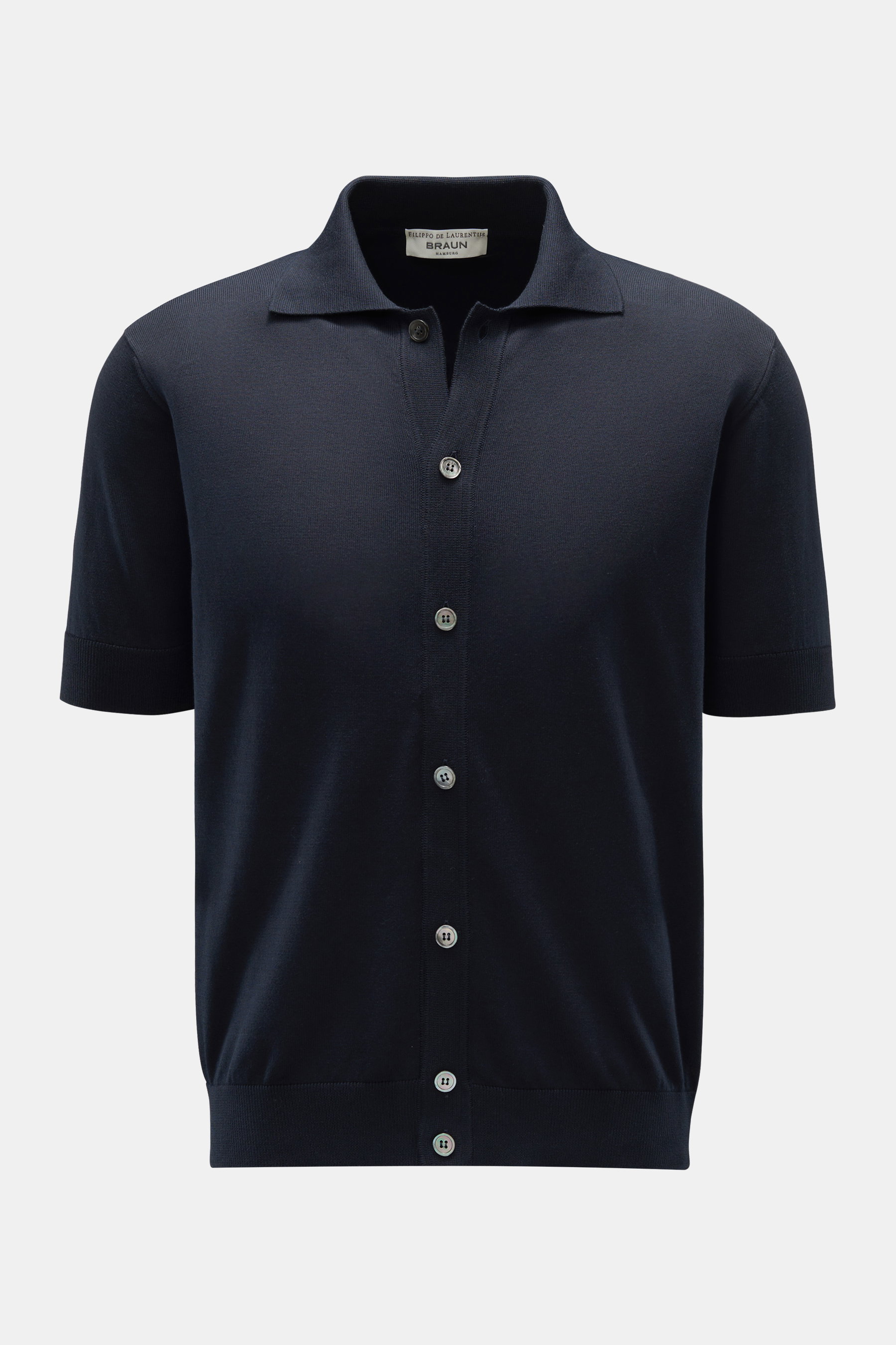 Filippo de Laurentiis Kurzarm-Strickhemd schmaler Kragen dark navy