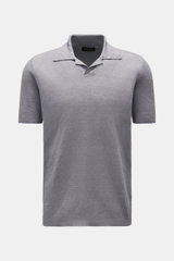Roberto Collina Leinen Kurzarm-Strickpolo grau