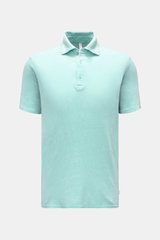04651/ A trip in a bag Leinen Jersey-Poloshirt türkis