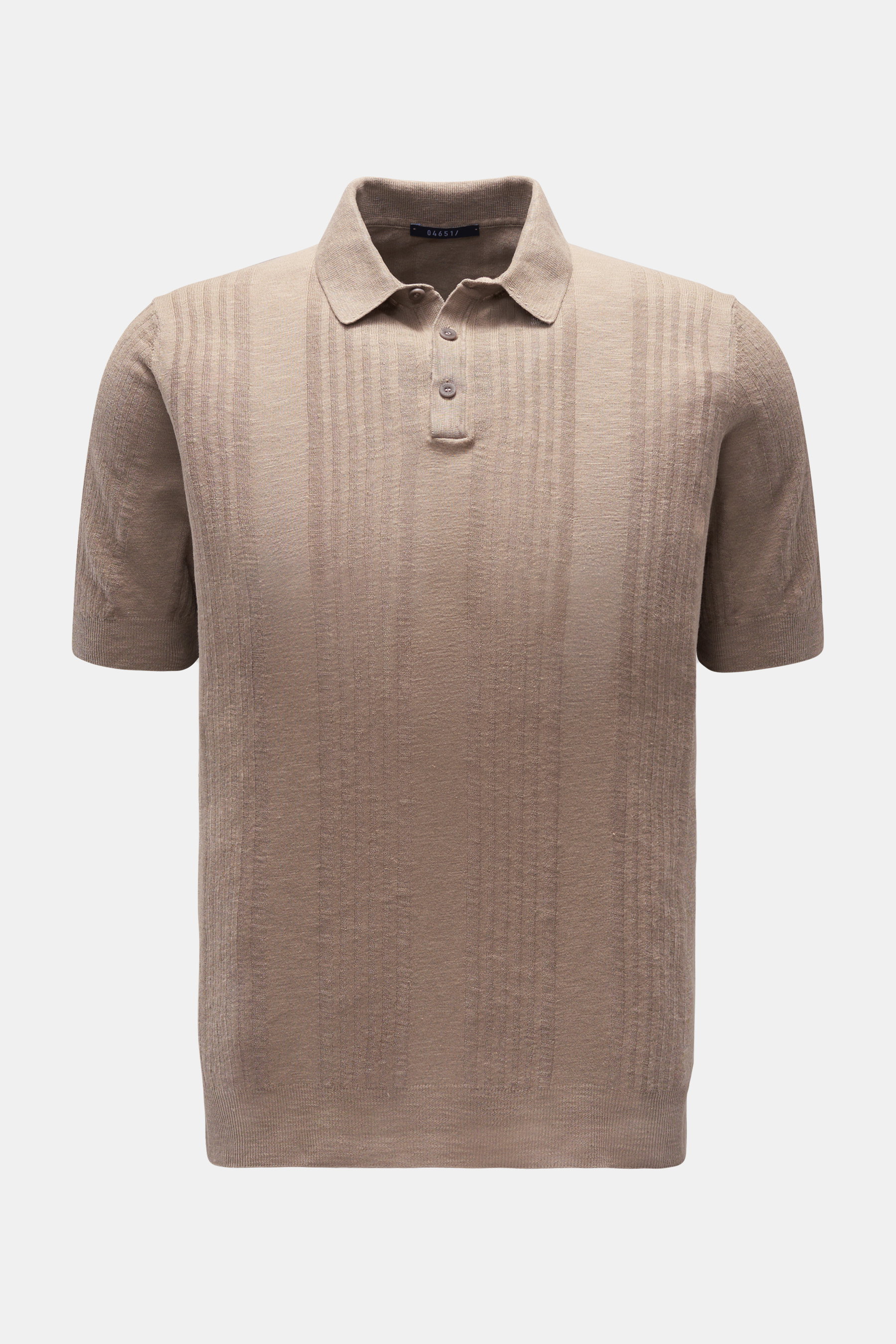 04651/ A trip in a bag Kurzarm-Strickpolo taupe