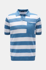 04651/ A trip in a bag Short sleeve knit polo blue/white striped