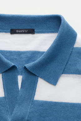 04651/ A trip in a bag Short sleeve knit polo blue/white striped