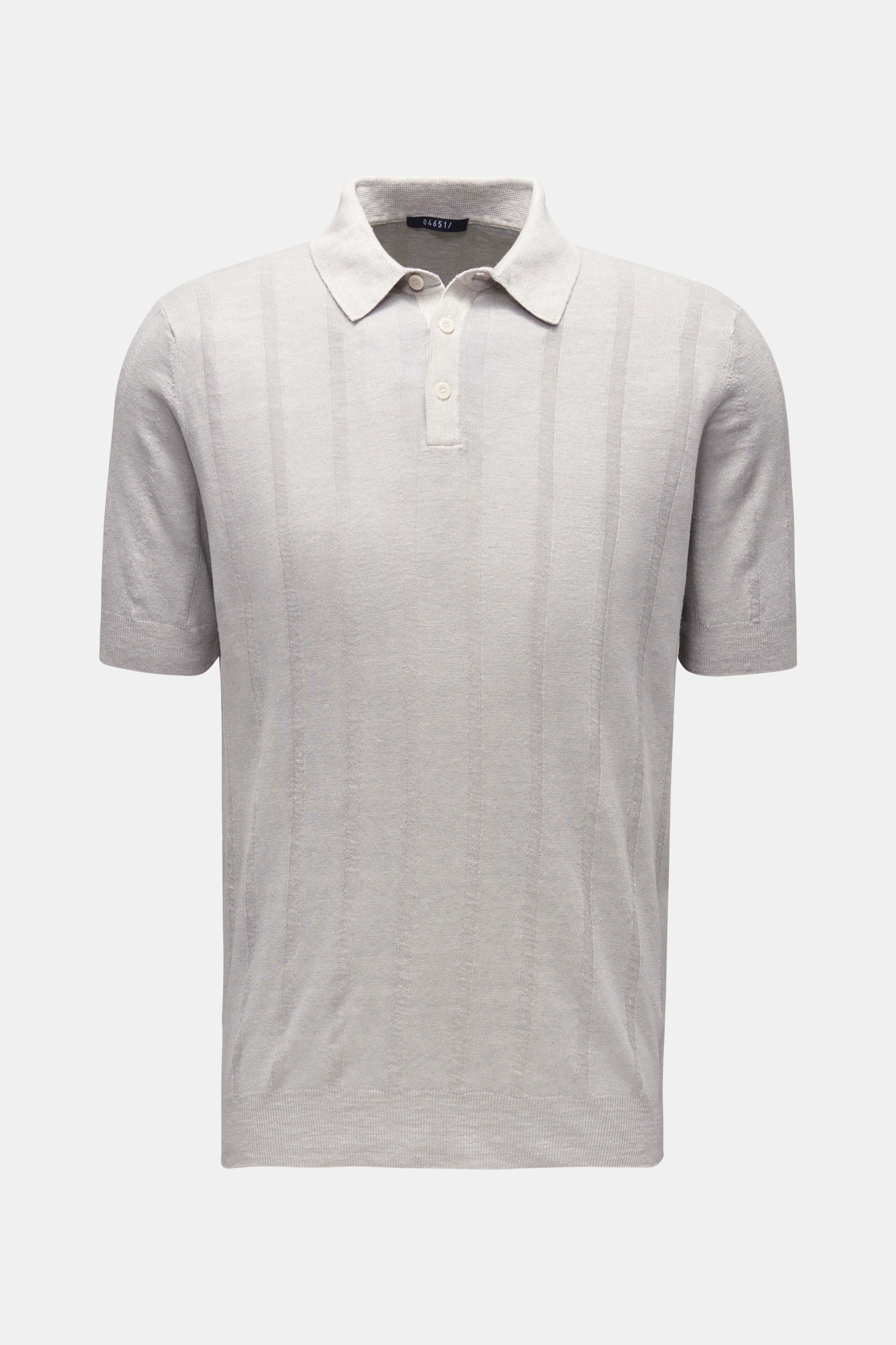 04651/ A trip in a bag Kurzarm-Strickpolo 'Linen Knit' hellgrau