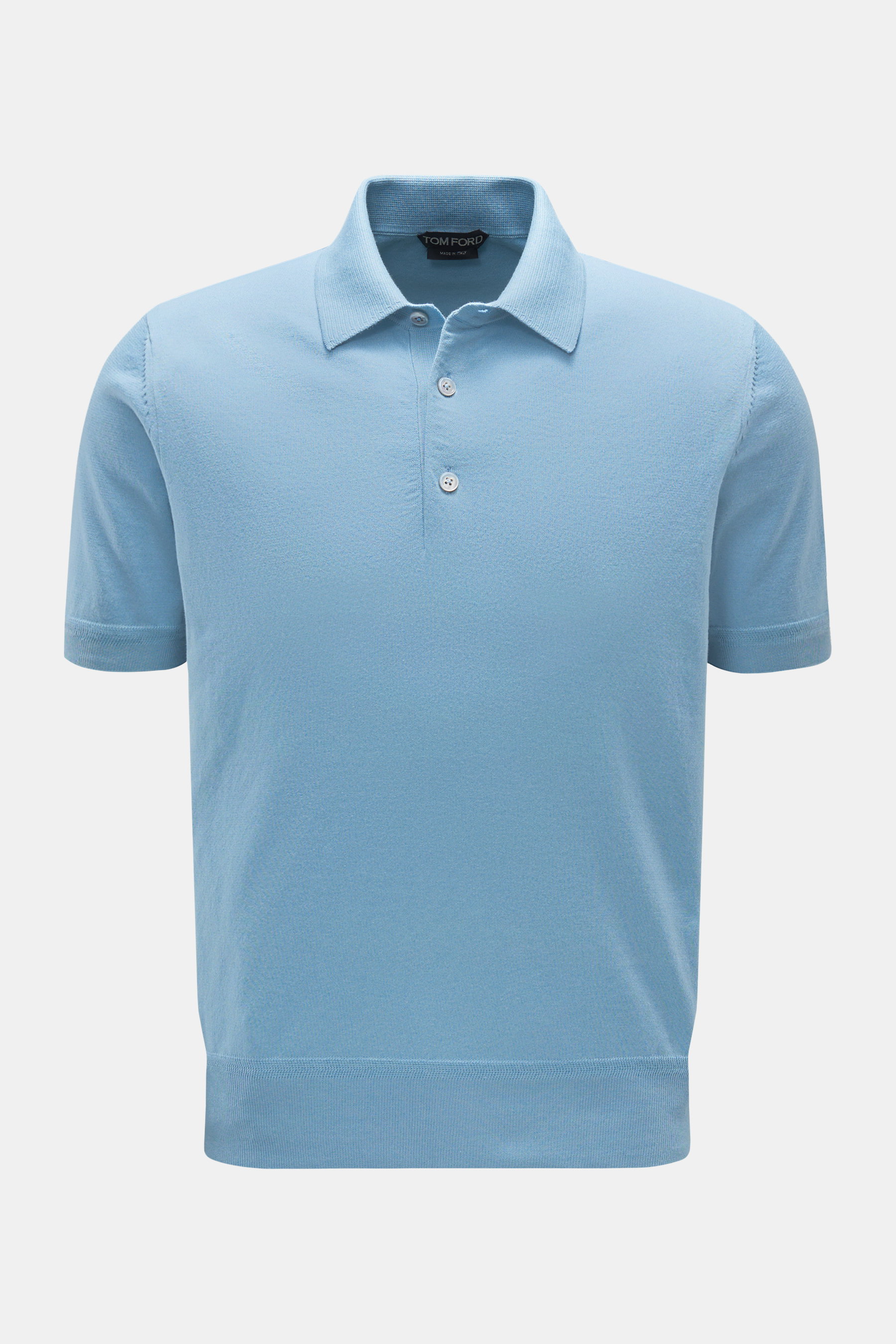 Tom Ford Short sleeve knit polo smoky blue