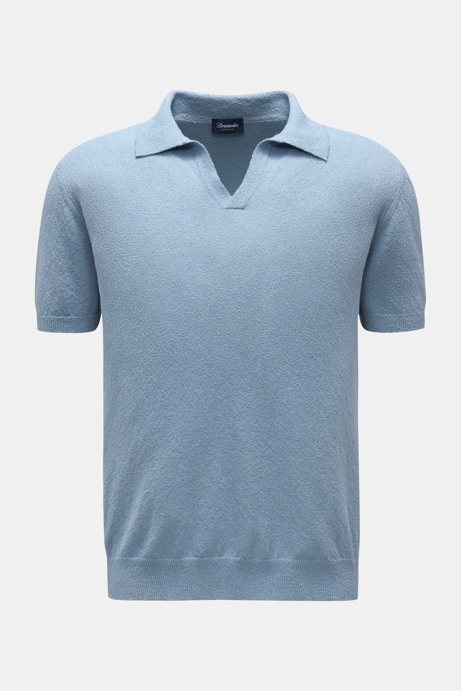 Drumohr Kurzarm-Strickpolo rauchblau
