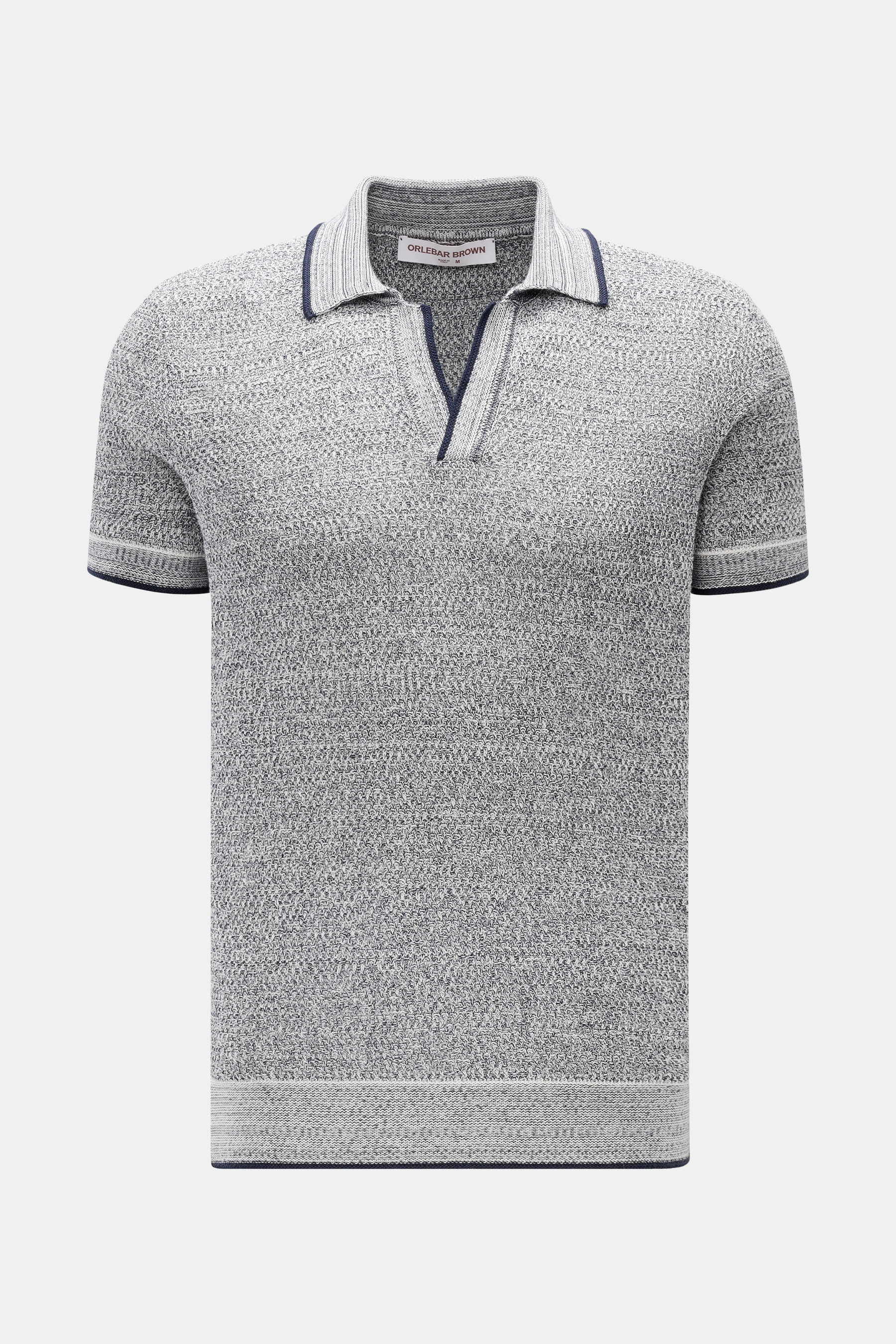 Orlebar Brown Kurzarm-Strickpolo 'Horton Bouclé' navy/weiß