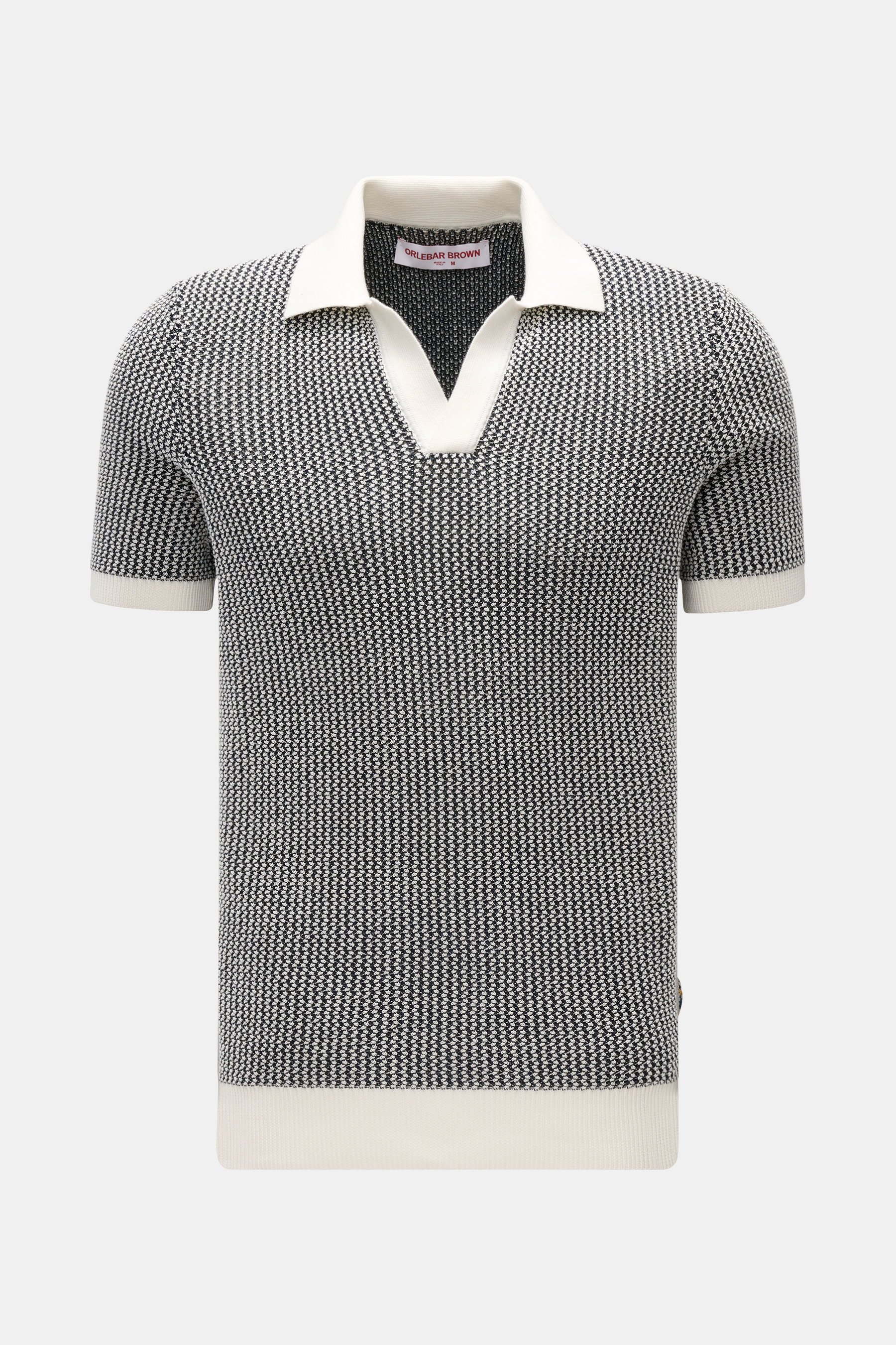 Orlebar Brown Kurzarm-Strickpolo 'Horton Chevron' dark navy/creme