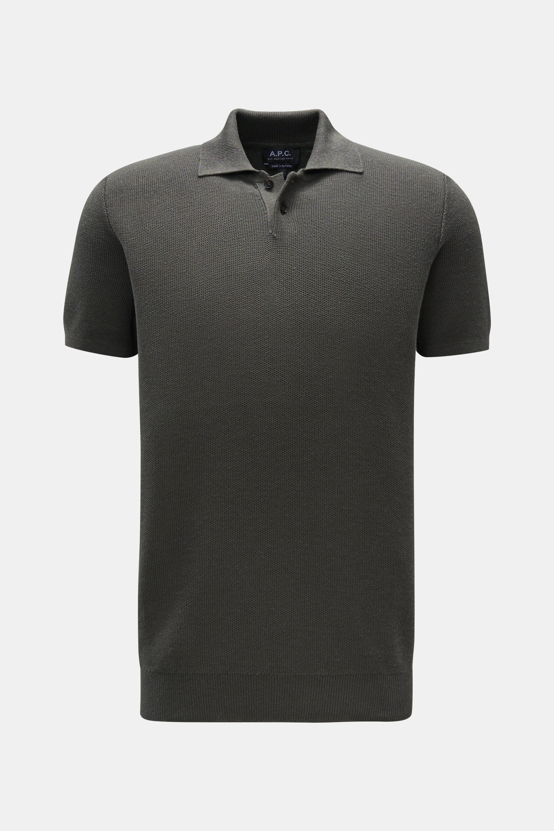 A.P.C. Kurzarm-Strickpolo graugrün