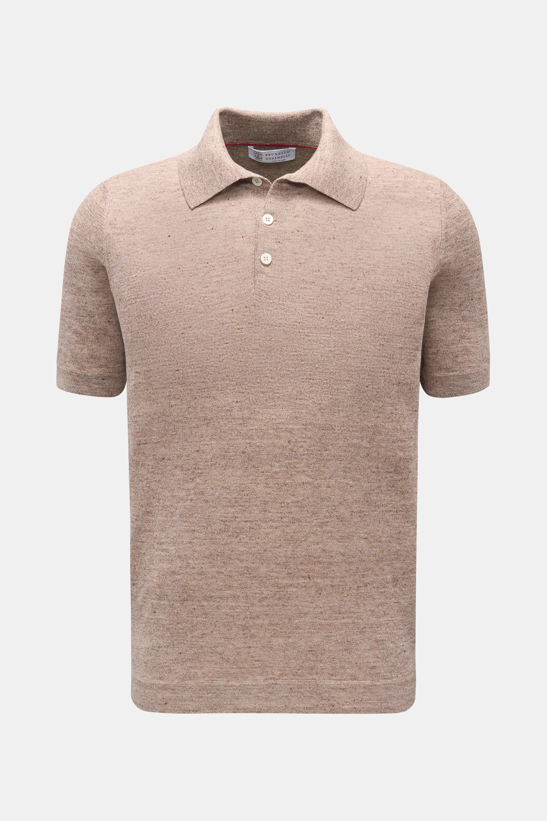 Brunello Cucinelli Kurzarm-Strickpolo beige meliert