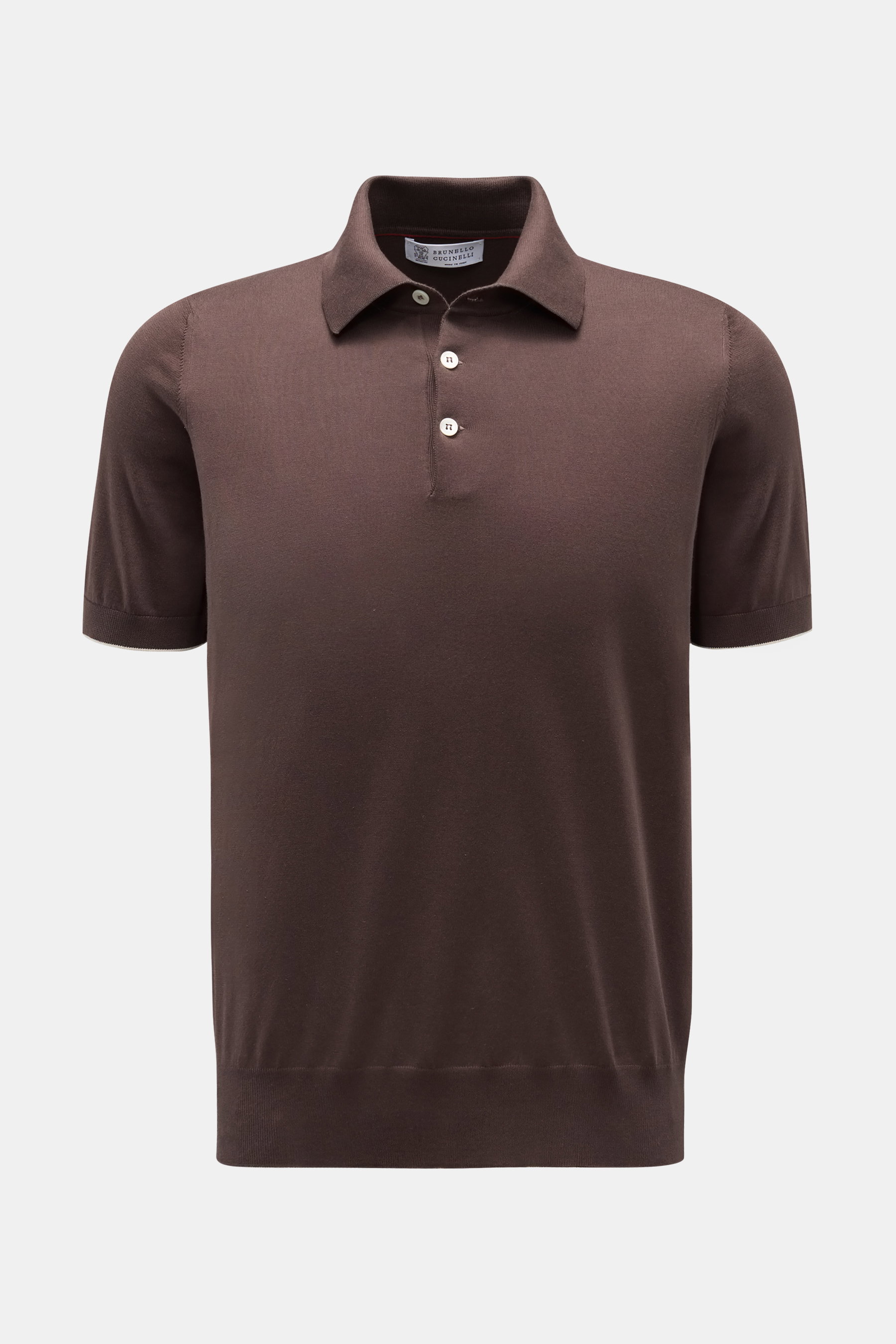 Brunello Cucinelli Kurzarm-Strickpolo dunkelbraun