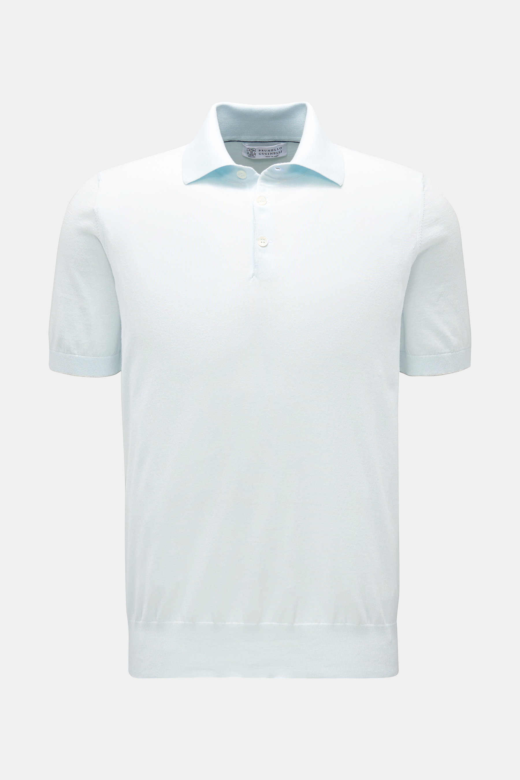 Brunello Cucinelli Kurzarm-Strickpolo pastellblau