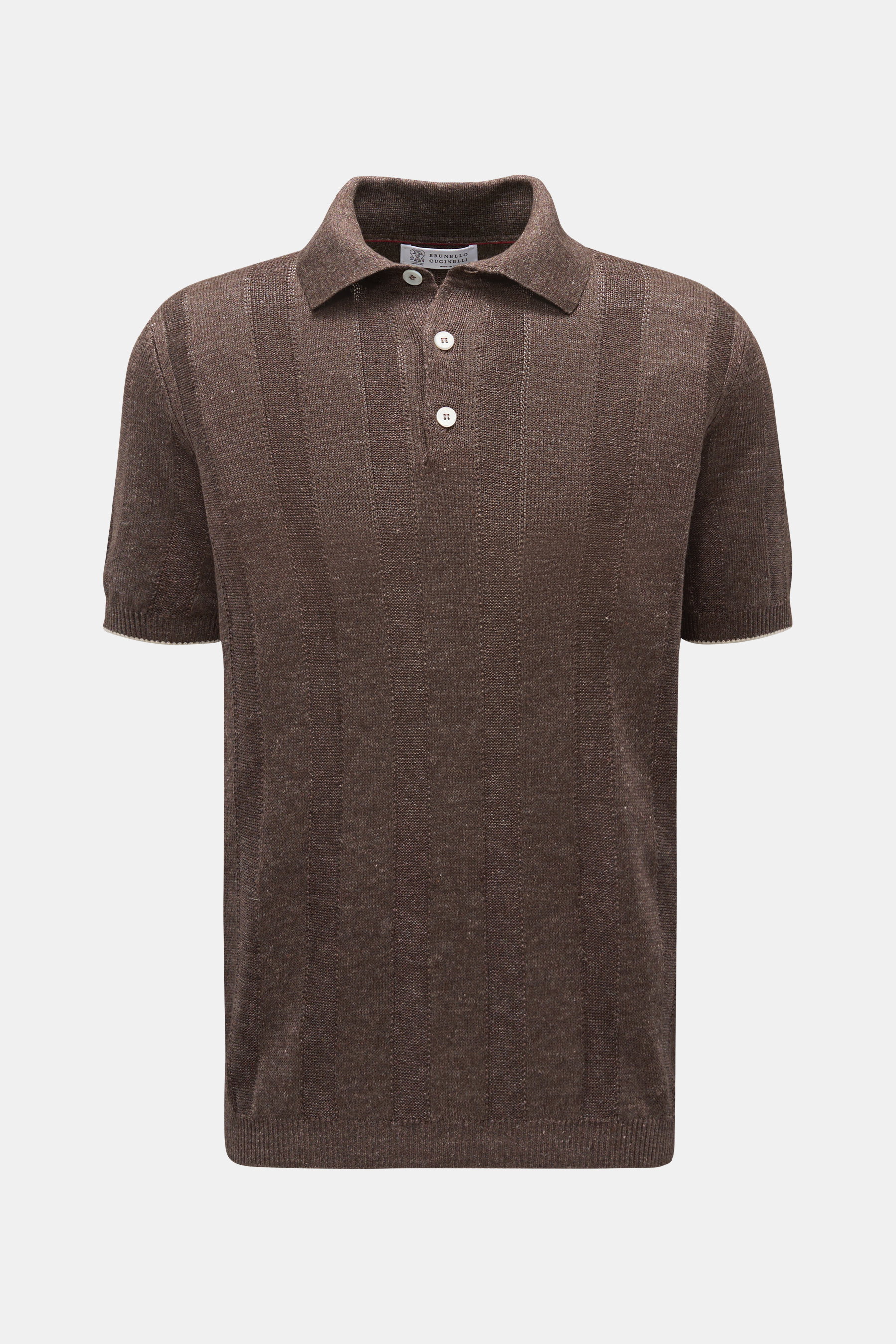 Brunello Cucinelli Kurzarm-Strickpolo braun