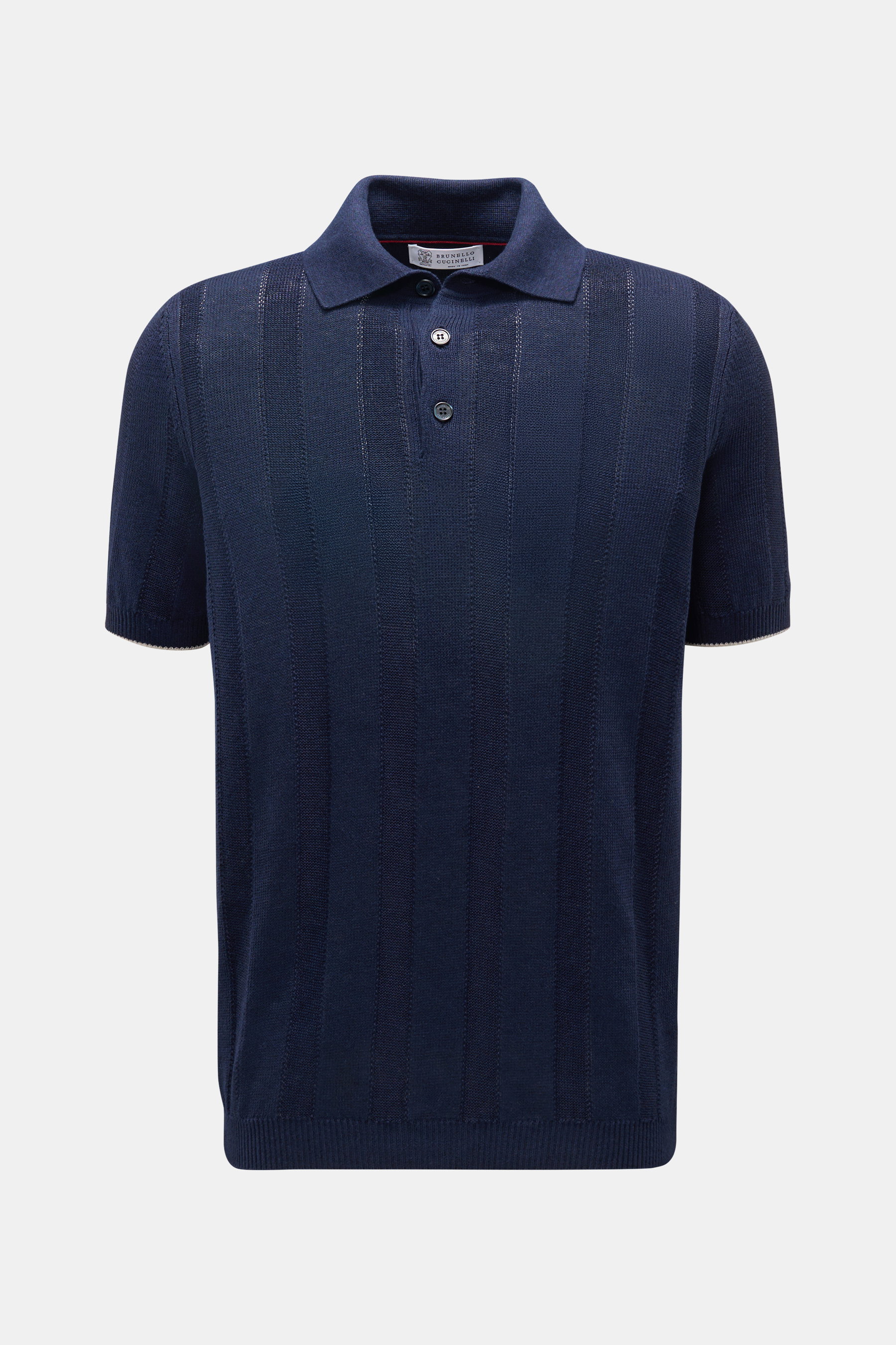 Brunello Cucinelli Short sleeve knit polo shirt navy