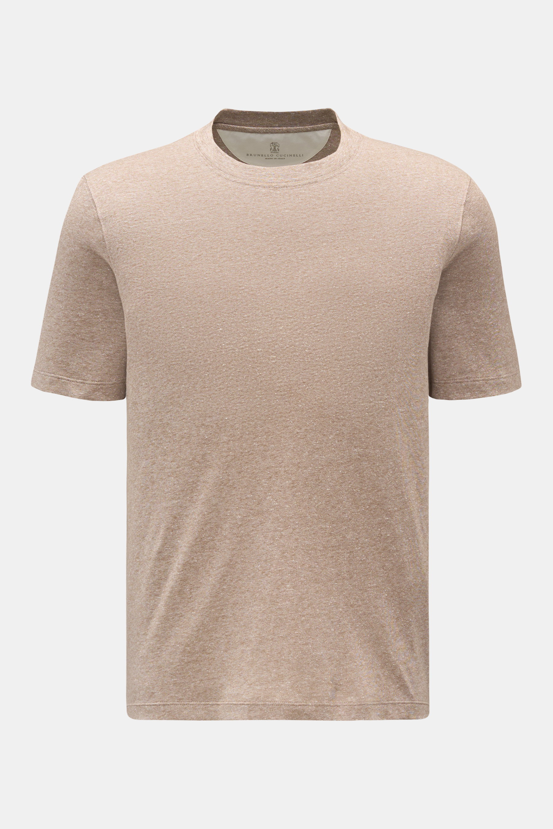 Brunello Cucinelli Rundhals-T-Shirt taupe meliert