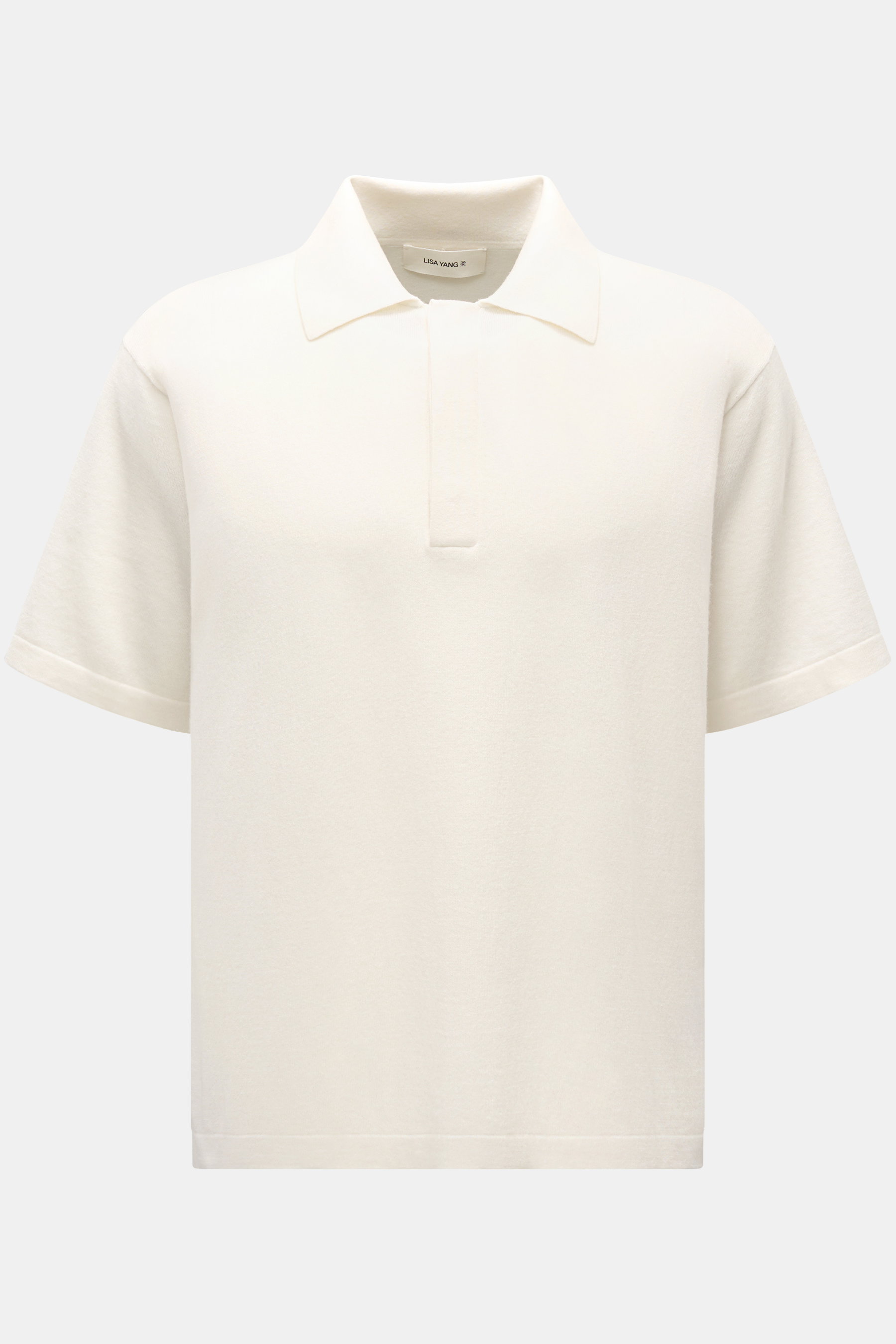 Lisa Yang Kurzarm-Strickpolo 'Carl' offwhite