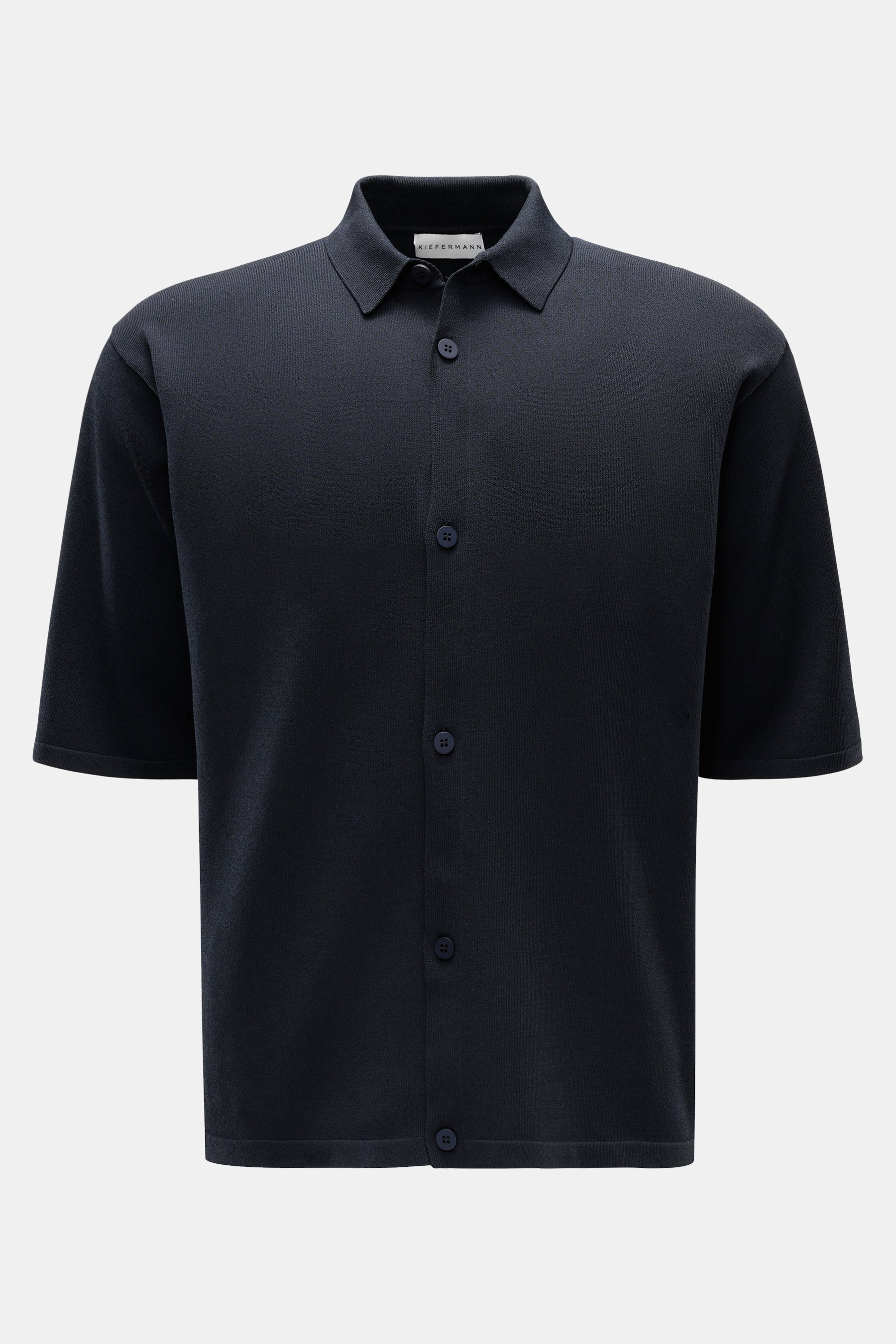 Kiefermann Kurzarm-Strickhemd 'Patricko' schmaler Kragen dark navy