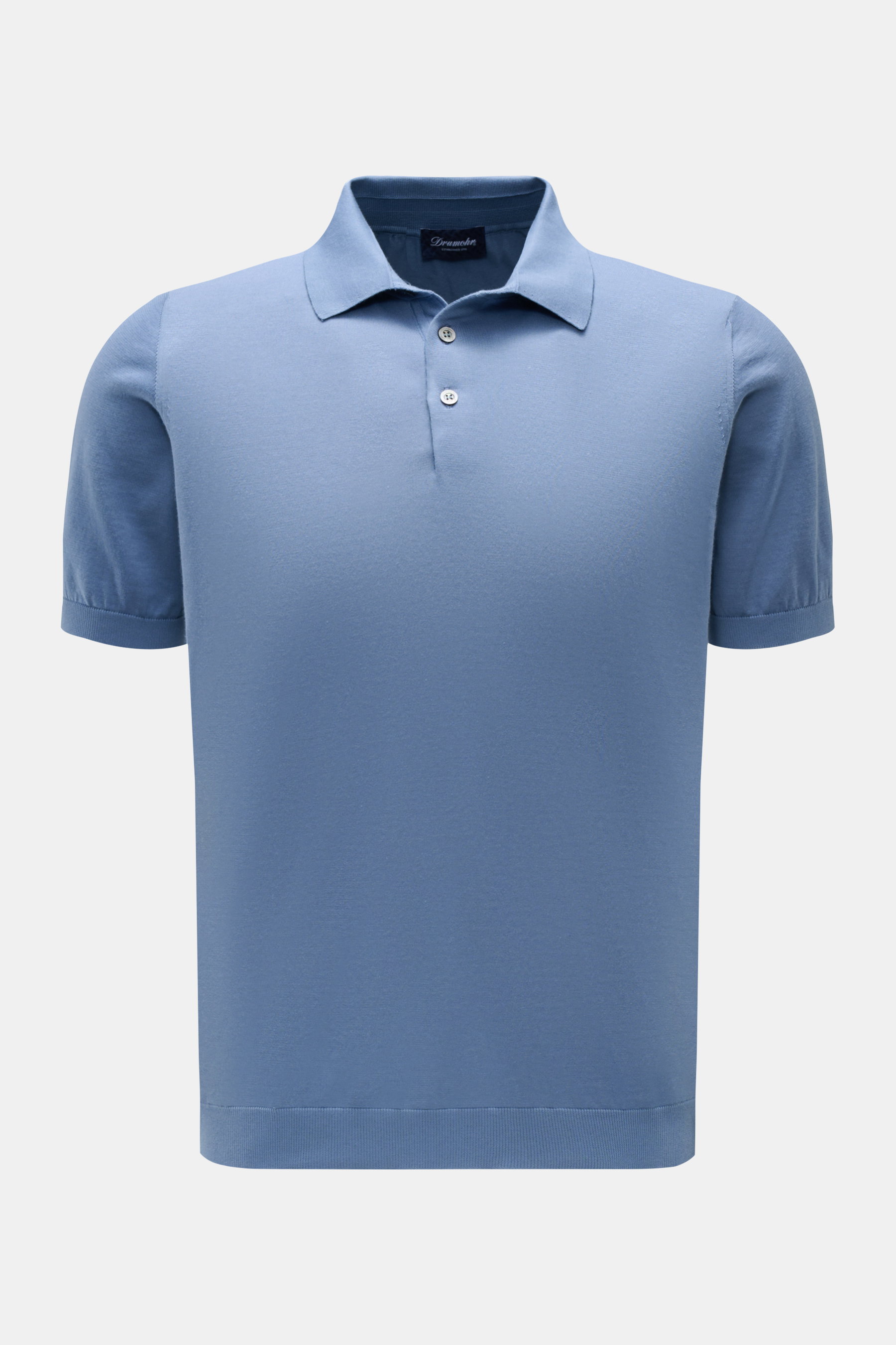 Drumohr Kurzarm-Strickpolo graublau
