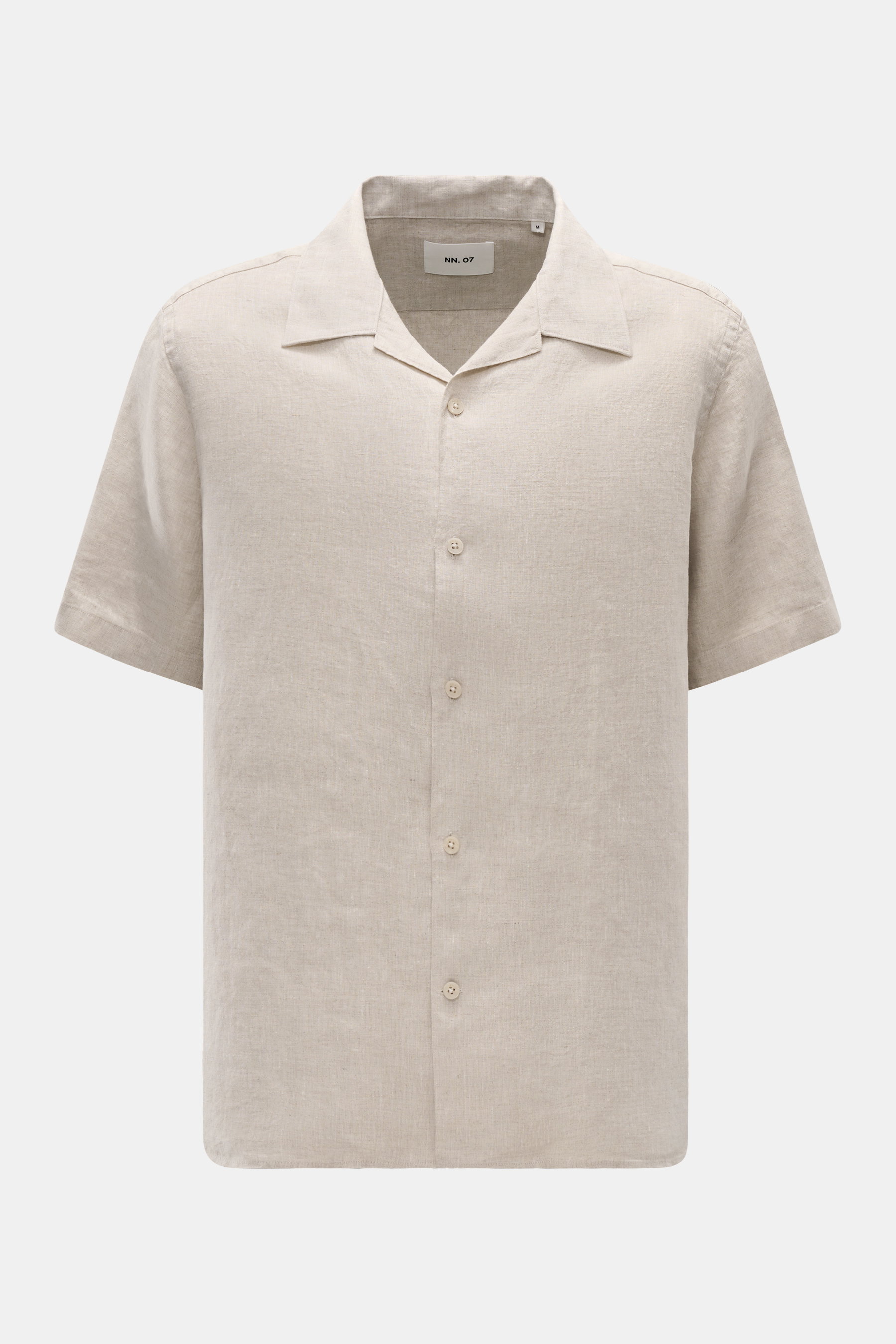 NN.07 Leinen-Kurzarmhemd 'Julio' Kubanischer Kragen beige meliert