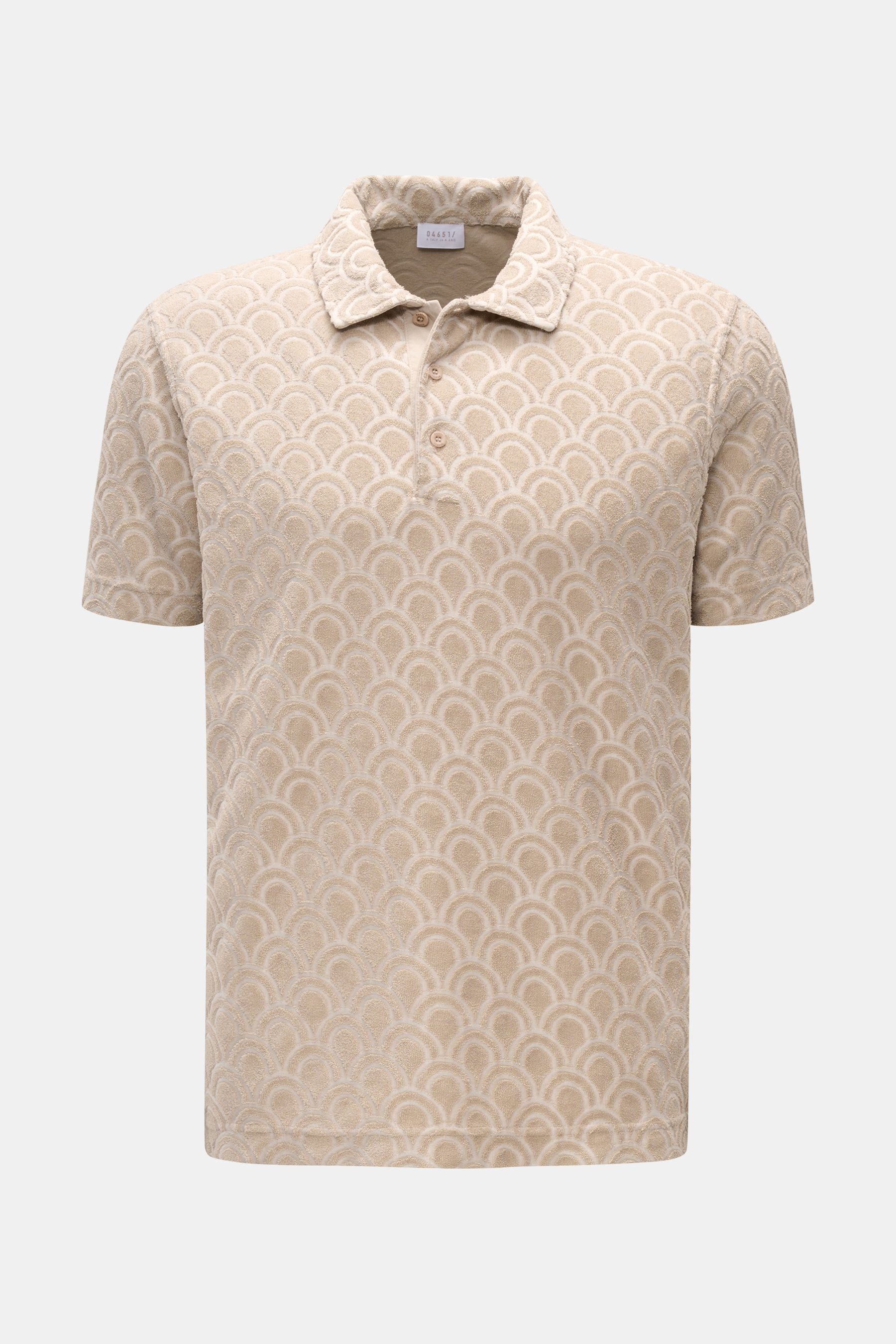 Frottee-Poloshirt 'Terry Jaquard' beige gemustert