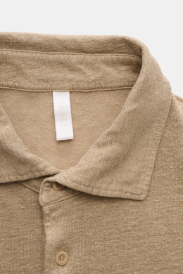 04651/ A trip in a bag Leinen Jersey-Poloshirt taupe