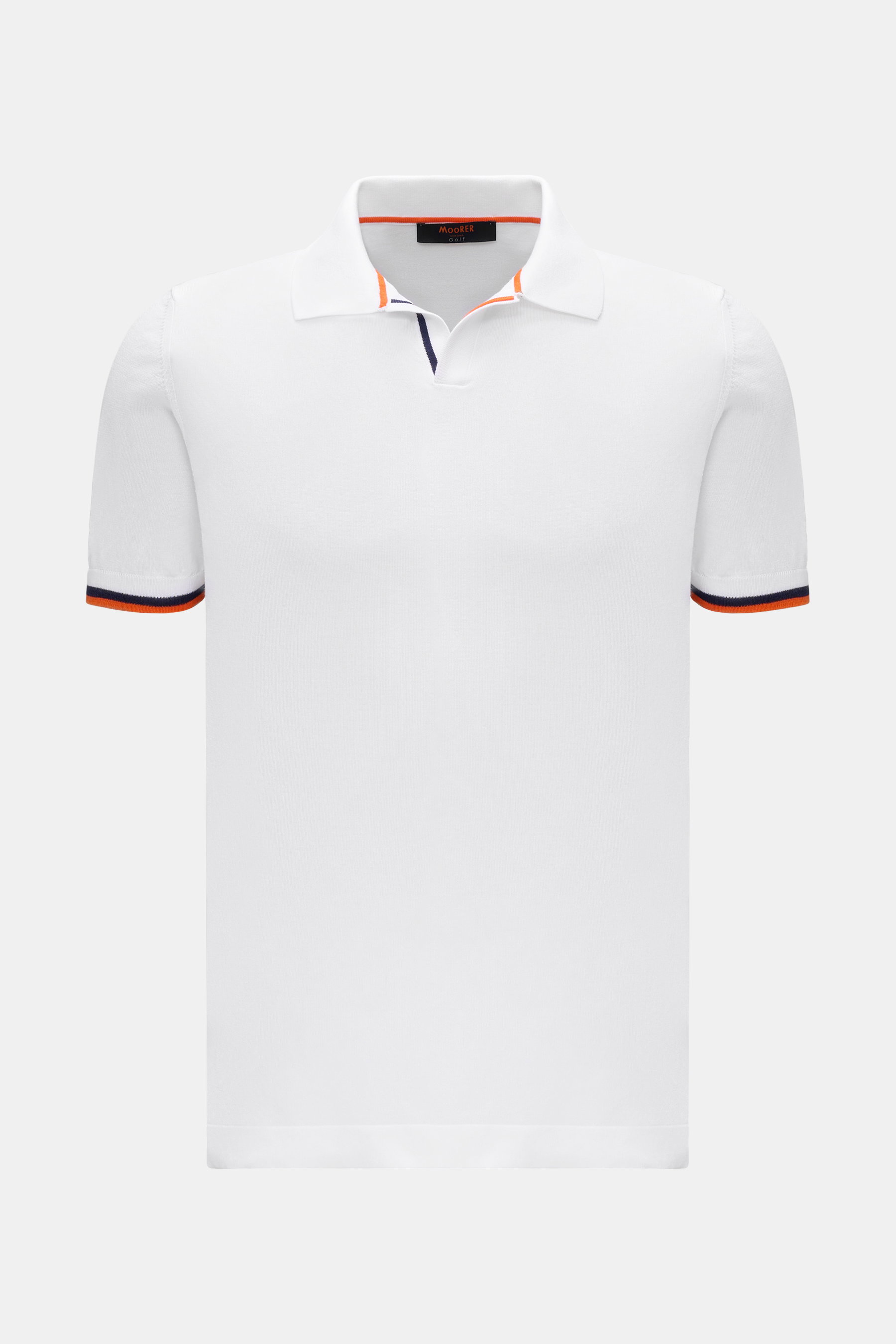 Moorer Kurzarm-Strickpolo 'Olgiata' weiß