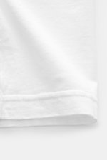 Stone Island Jersey-polo shirt white shown from a front angle, made of pure cotton jersey with a slim fit, soft feel, signature collar, two-button placket, and fabric label. This lightweight polo shirt is a must-have for sporty men’s wardrobes: Made of co