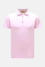 B.F. Knitwear Jersey-Poloshirt rosé meliert, Slim Fit, reine Baumwolle, weicher Griff, klassischer Polokragen, Frontansicht, kurzarm, schlicht.