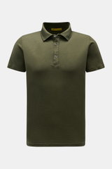 B.F. Knitwear Jersey-Poloshirt dark olive, Slim Fit, reine Baumwolle, weicher Griff, klassischer Polokragen, frontal fotografiert.