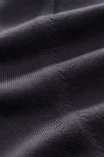 Nahaufnahme des feinen Strickbilds und der weichen Baumwollstruktur des BRAUN Hamburg Kurzarm-Strickpolo anthrazit aus feinstem Baumwoll-Strick.