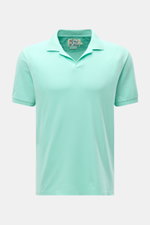 MC2 Saint Barth Poloshirt 'Charles' mintgrün, Slim Fit, elastisches Baumwoll-Piqué, kurze Saumschlitze, frontale Nahaufnahme