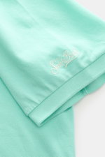 MC2 Saint Barth Poloshirt 'Charles' mintgrün, Detailaufnahme von Ärmel und Saum, elastisches Baumwoll-Piqué mit Logo-Stitching.