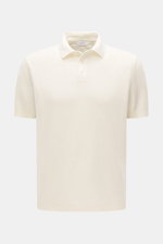 Vorderansicht des cremefarbenen 04651/ A trip in a bag Poloshirt 'Wool TP' mit Piqué aus Baumwolle und Wolle, Slim Fit, klassischem Polokragen, glatter Drei-Knopf-Leiste, kleinem Weblabel in der Seitennaht und komfortablen Rippbündchen, weicher Griff.