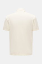 04651/ A trip in a bag Poloshirt 'Wool TP' creme, Rückansicht, Slim Fit, Piqué aus Baumwolle und Wolle, weicher Griff, klassischer Polokragen, glatte Drei-Knopf-Leiste, kleines Weblabel, komfortable Rippbündchen.