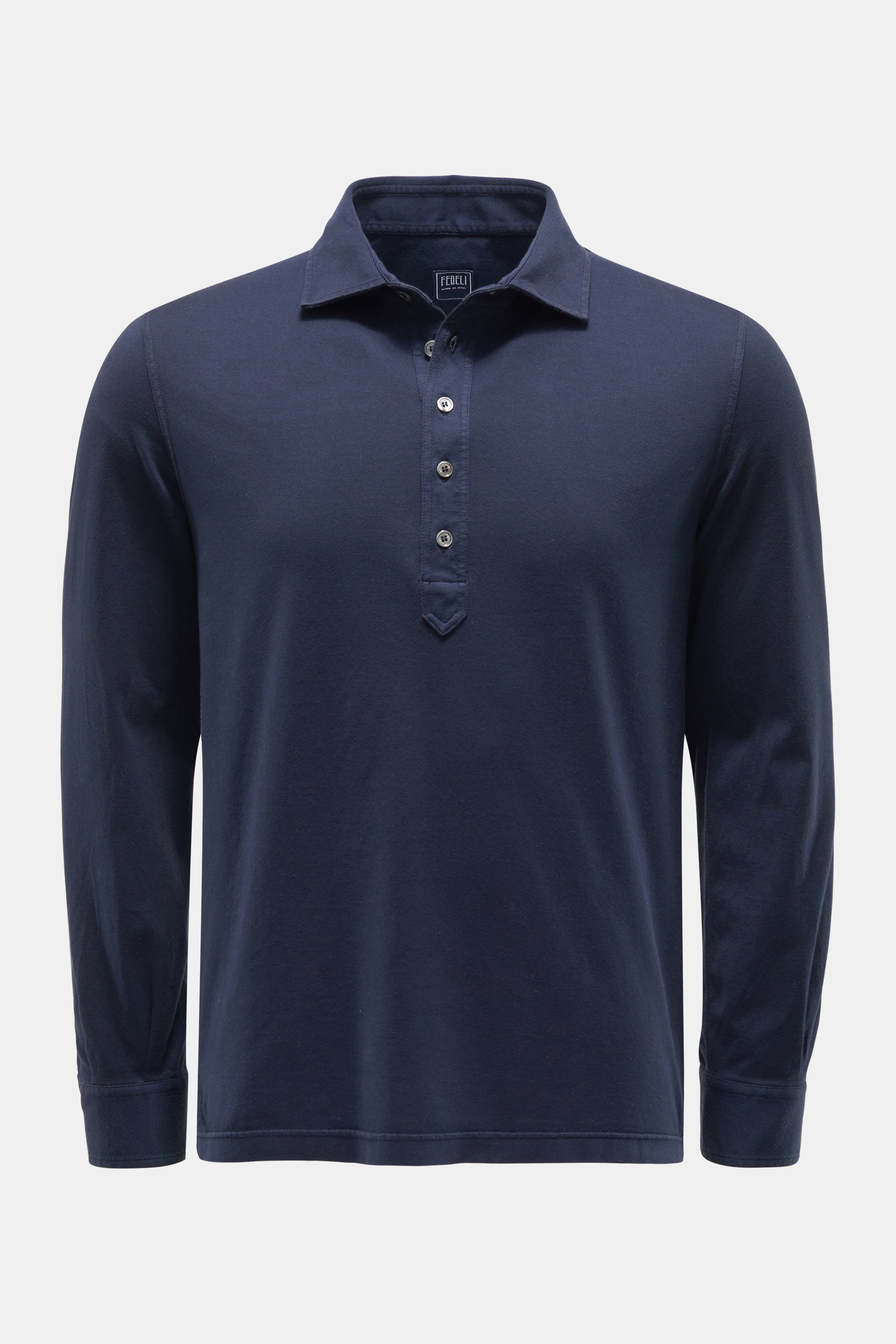 Fedeli Jersey Longsleeve-Poloshirt 'Five' navy