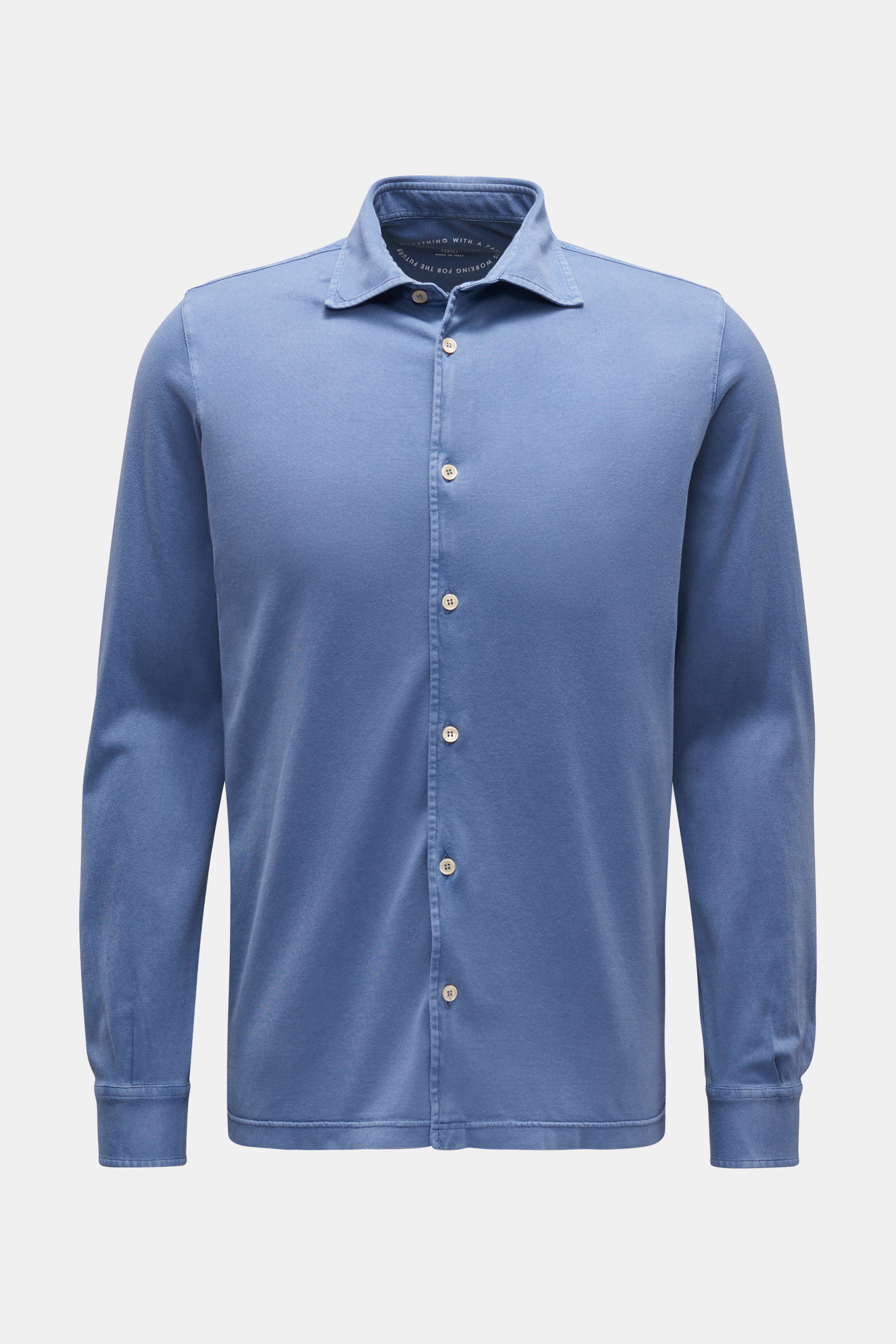 Fedeli Jersey-Hemd 'Jason' Haifisch-Kragen graublau