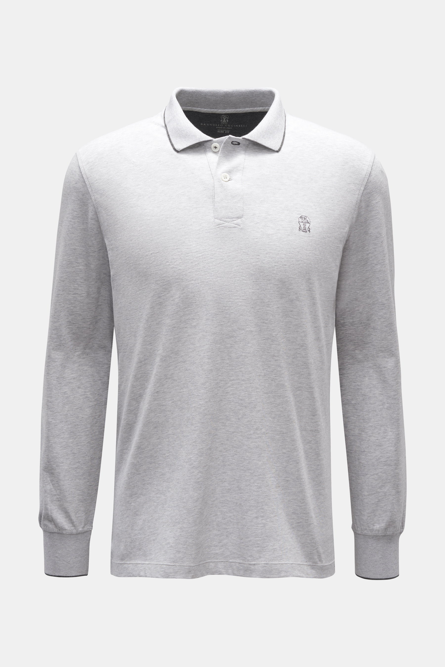 Brunello Cucinelli Longsleeve-Poloshirt hellgrau