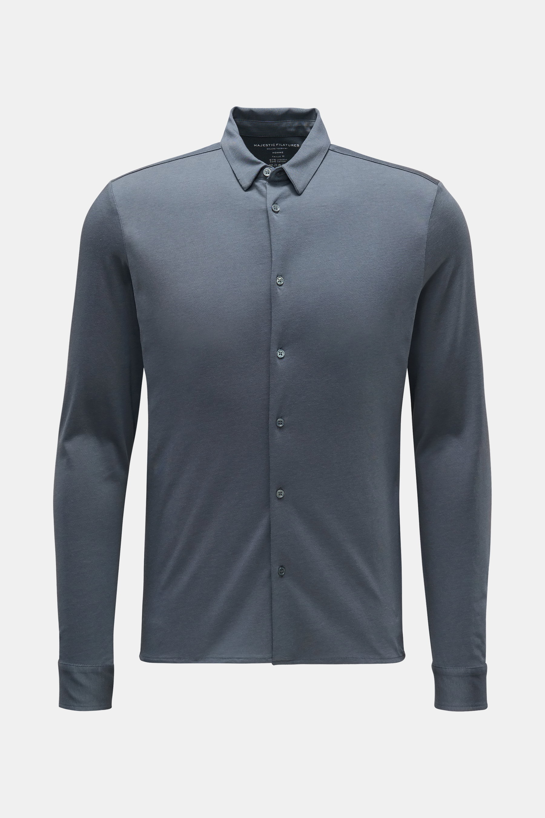 Majestic Filatures Jersey-Hemd schmaler Kragen dunkelgrau