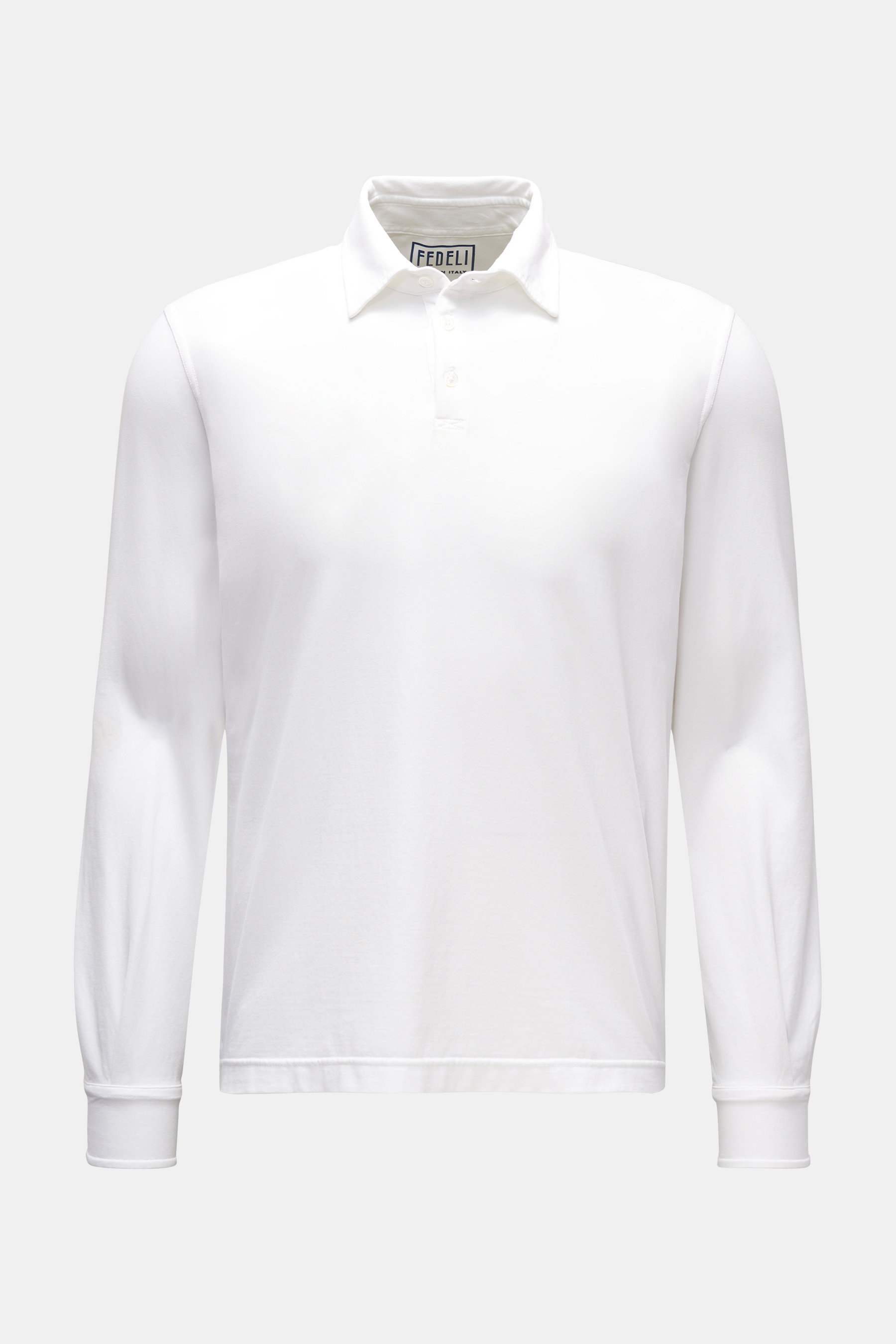 Fedeli Longsleeve-Poloshirt 'Alby' weiß