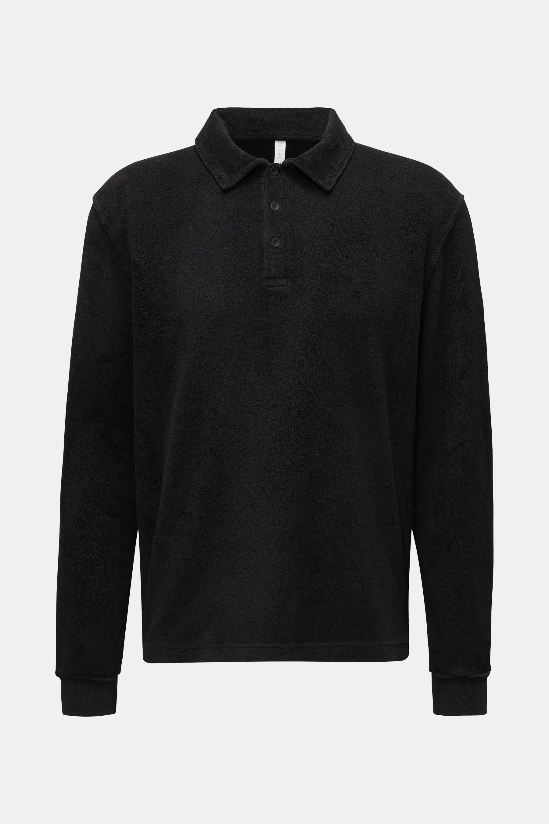 04651/ A trip in a bag Frottee Longsleeve-Poloshirt schwarz
