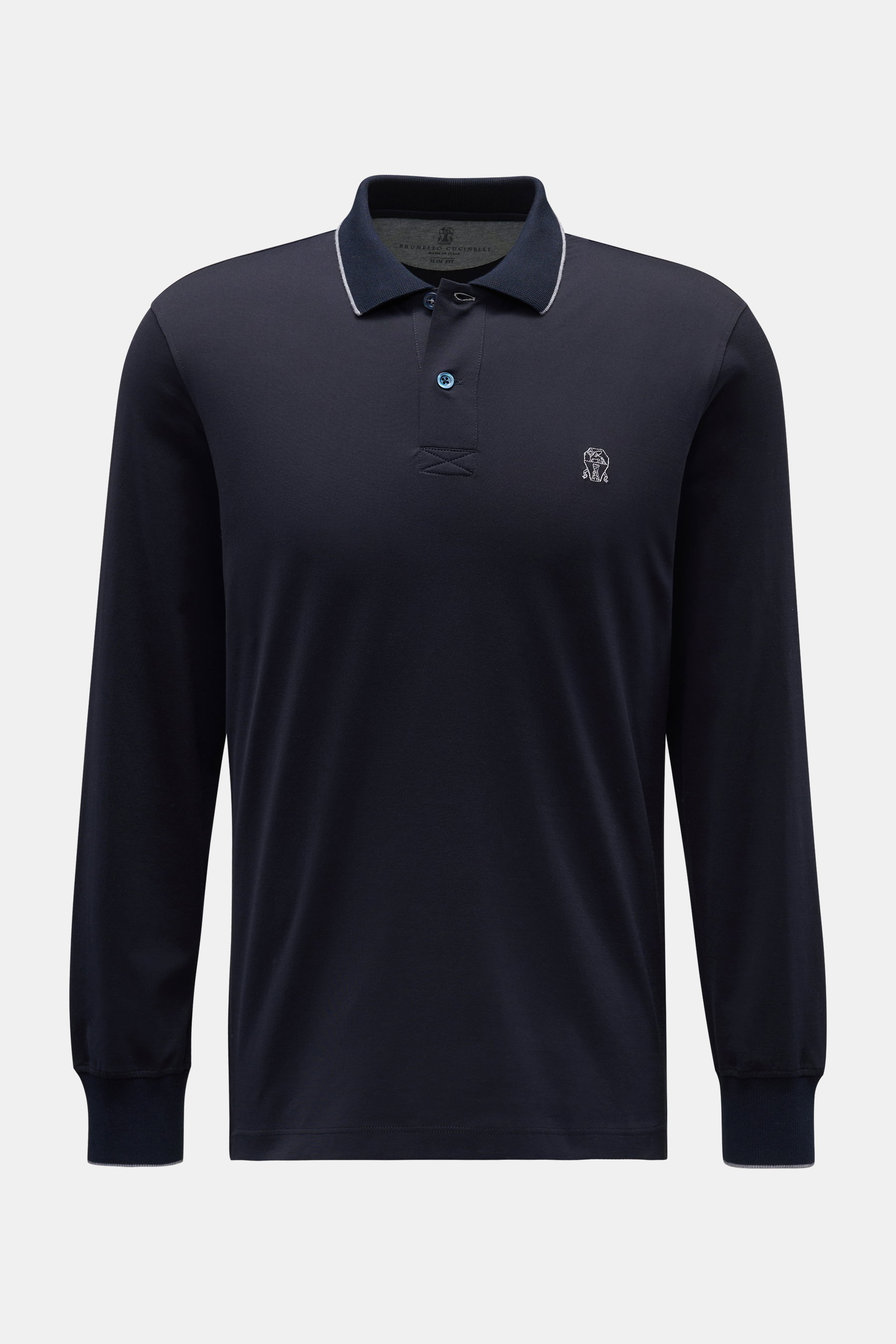 Brunello Cucinelli Jersey Longsleeve-Poloshirt dark navy