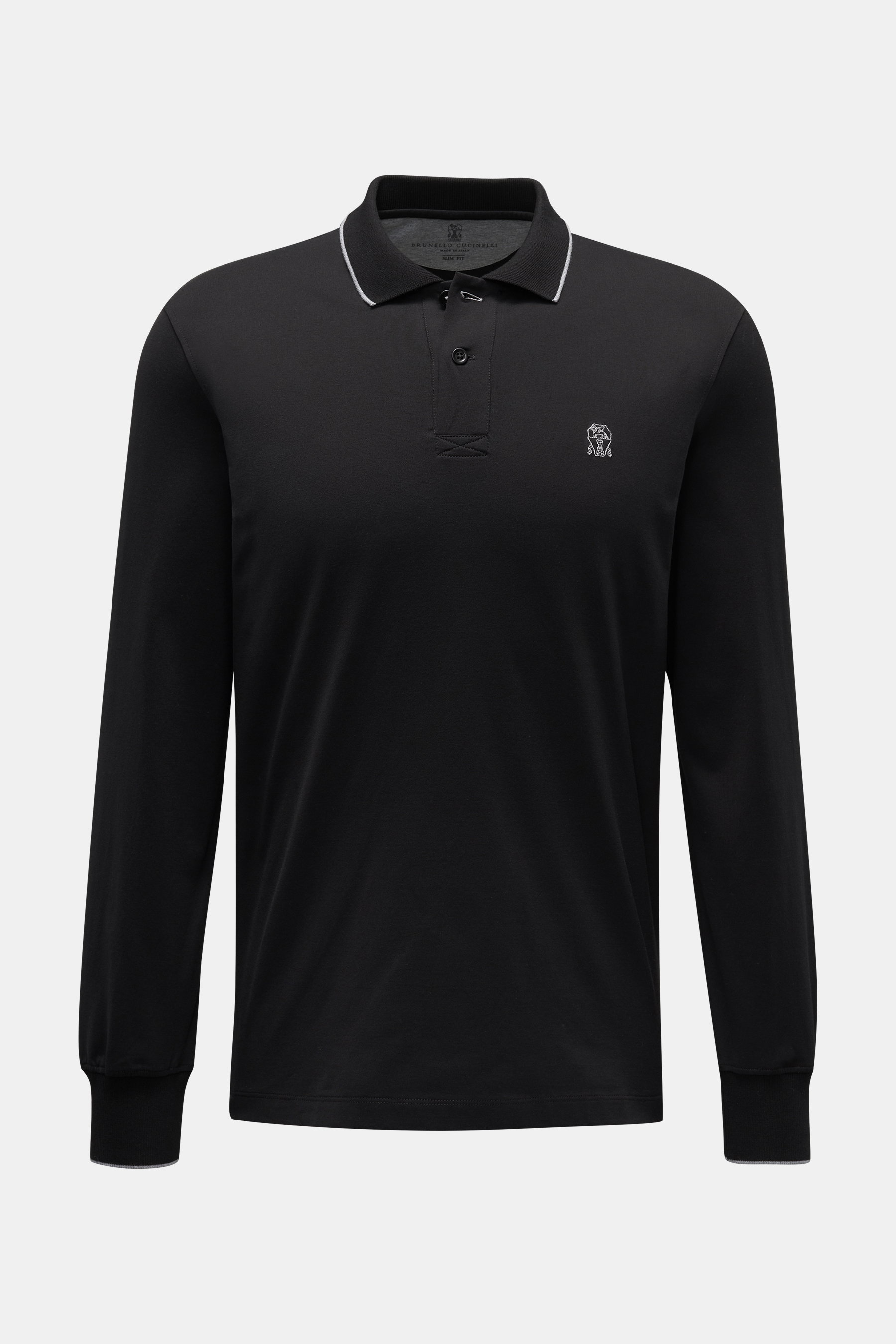 Brunello Cucinelli Jersey Longsleeve-Poloshirt schwarz