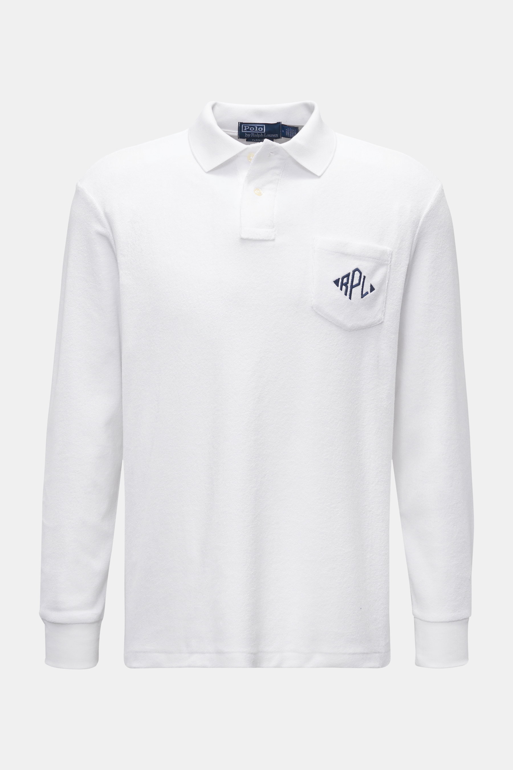 Polo Ralph Lauren Frottee Longsleeve-Poloshirt weiß