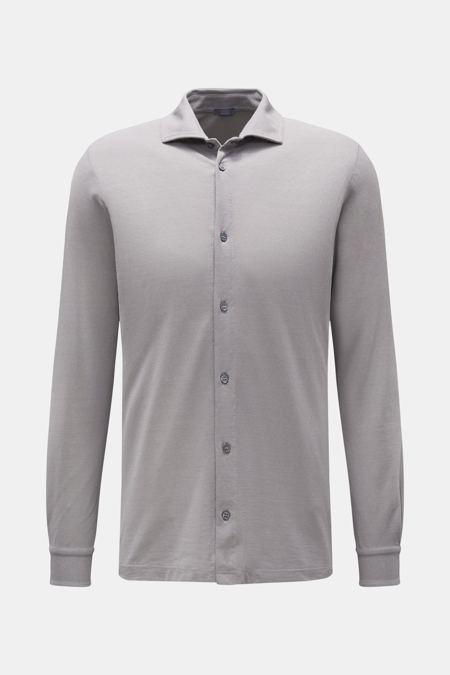 Zanone Jersey-Hemd Haifisch-Kragen grau