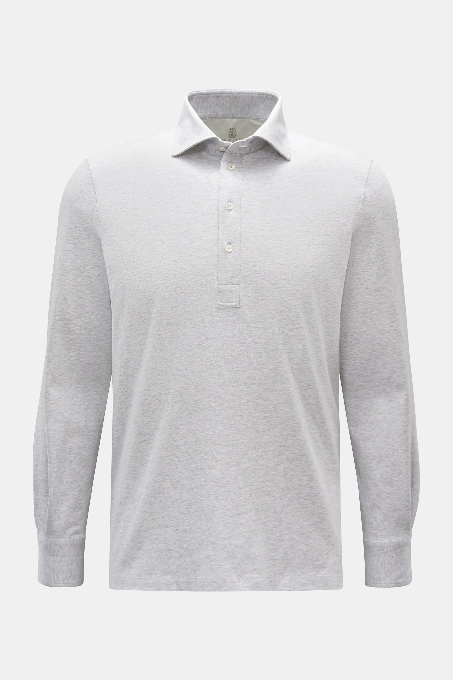 Brunello Cucinelli Jersey Longsleeve-Poloshirt hellgrau