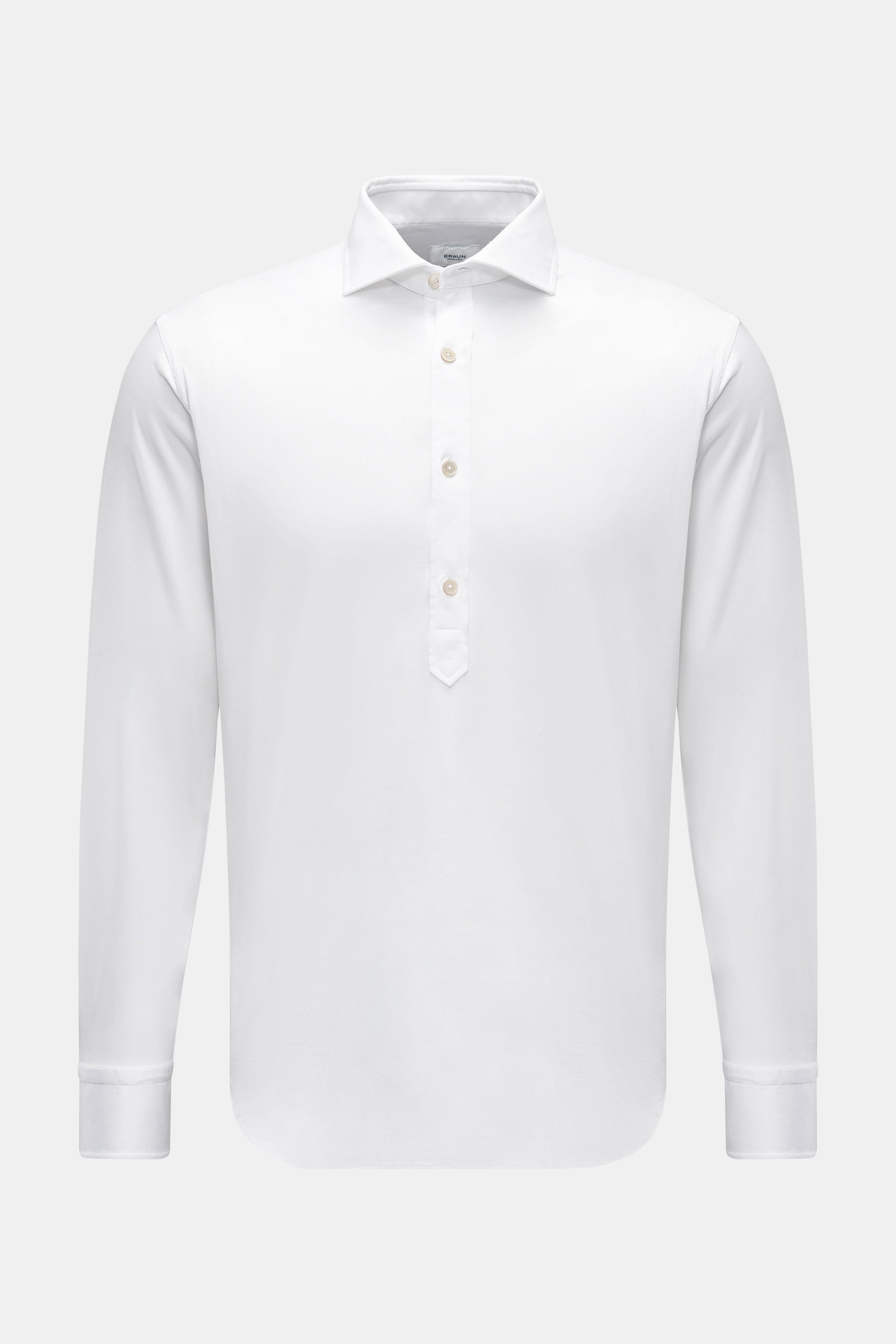 BRAUN Hamburg Jersey Longsleeve-Poloshirt 'New Jersey' Haifisch-Kragen weiß
