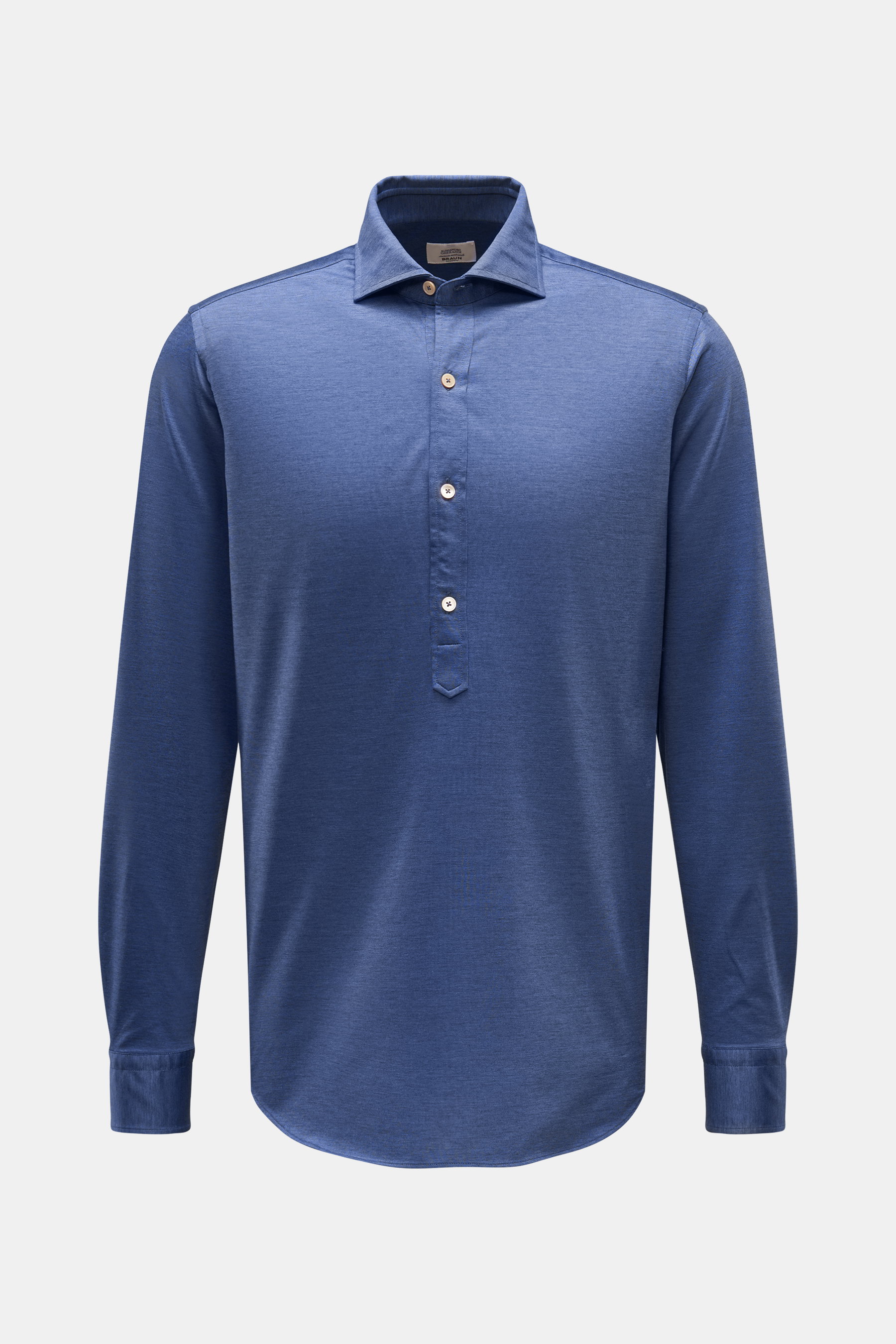 Gherardi Jersey Longsleeve-Poloshirt 'New Jersey' Haifisch-Kragen dunkelblau