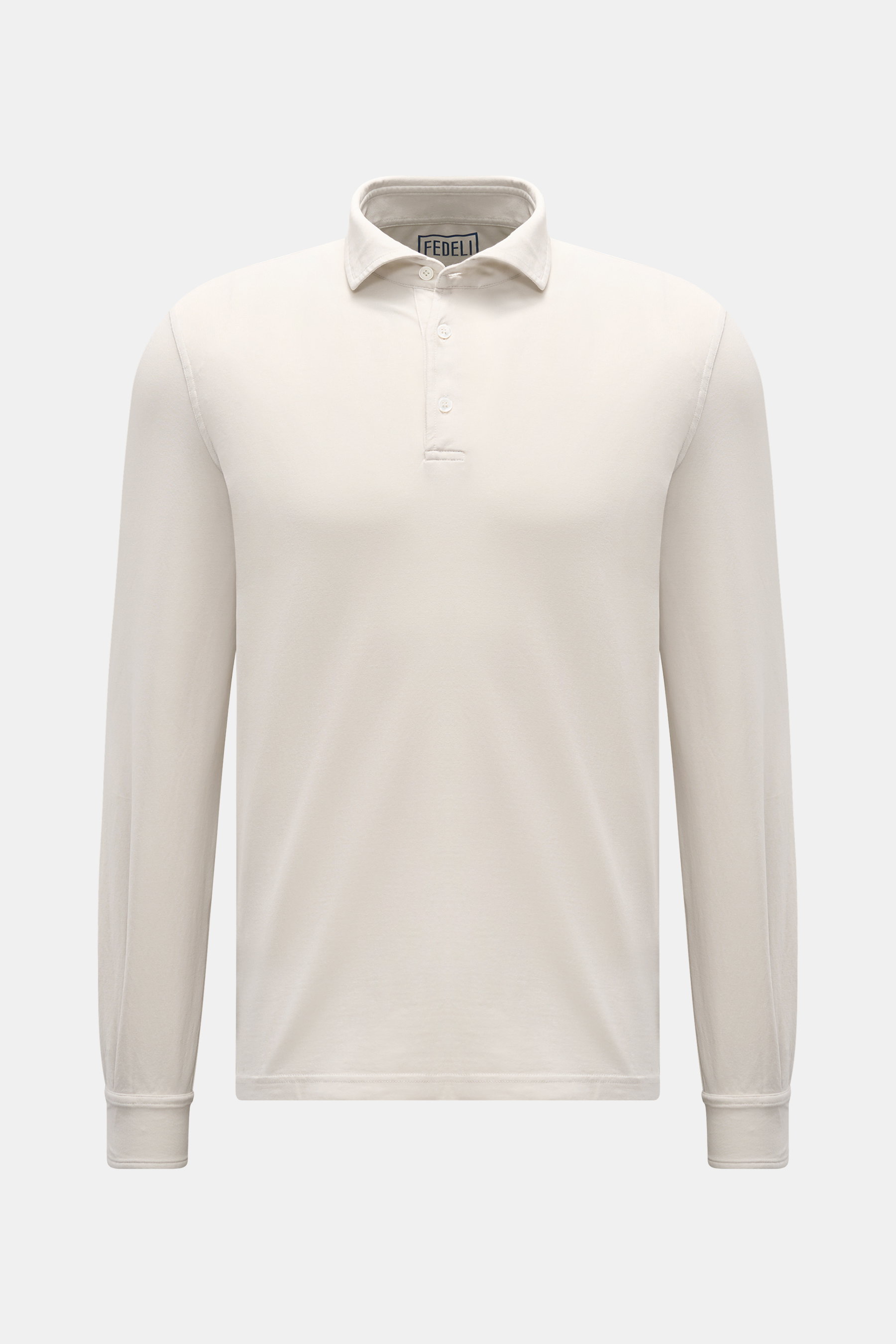 Fedeli Jersey long sleeve polo shirt 'Zero' beige