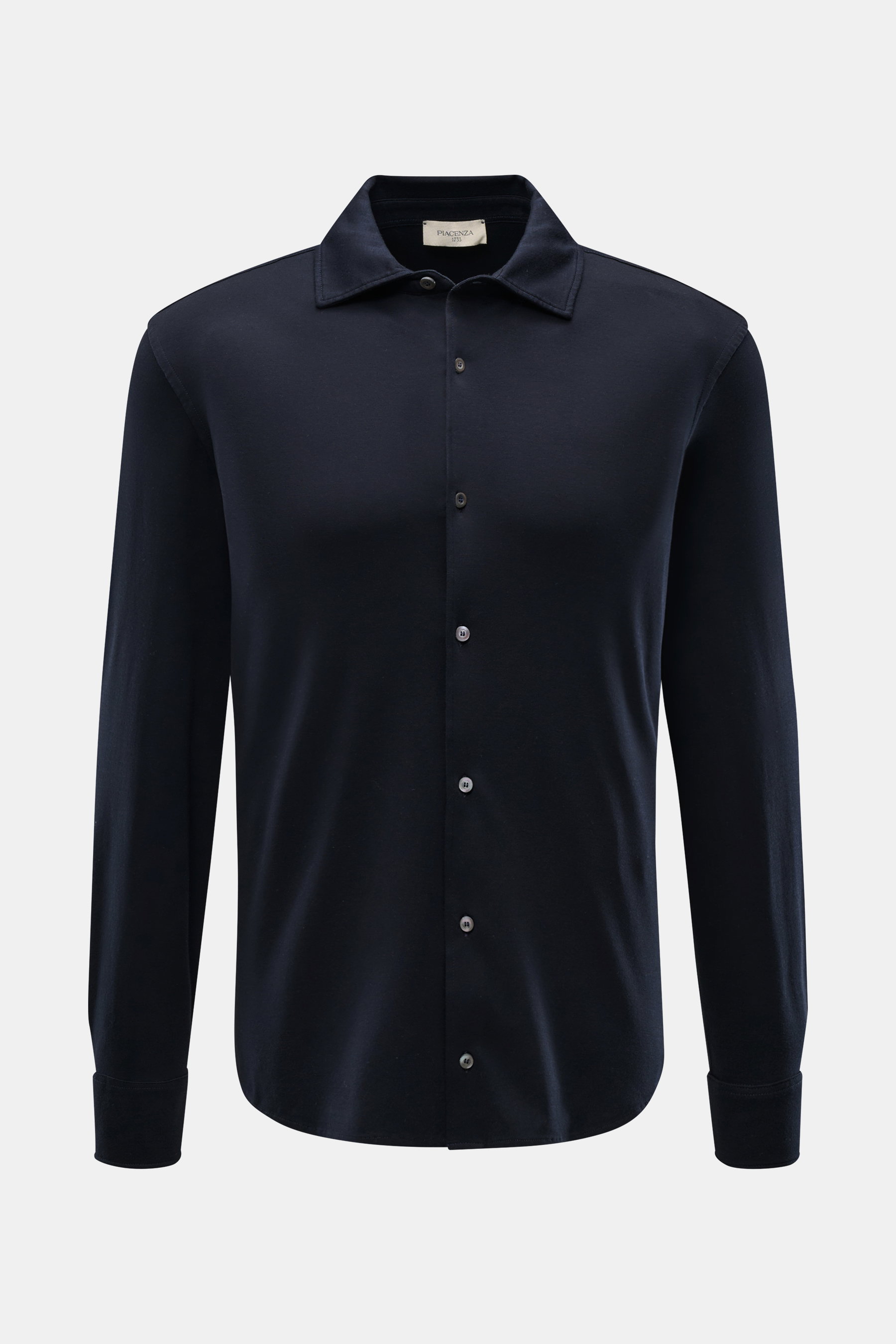 Piacenza 1733 Jersey-Hemd schmaler Kragen dark navy
