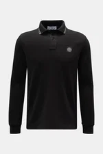 Front view of Stone Island Long sleeve polo shirt black in pure cotton jersey, slim fit with contrasting striped collar and tonal logo patch.

Description: <p>Create casual outfits that work with this classic long sleeve polo shirt in an understated sport